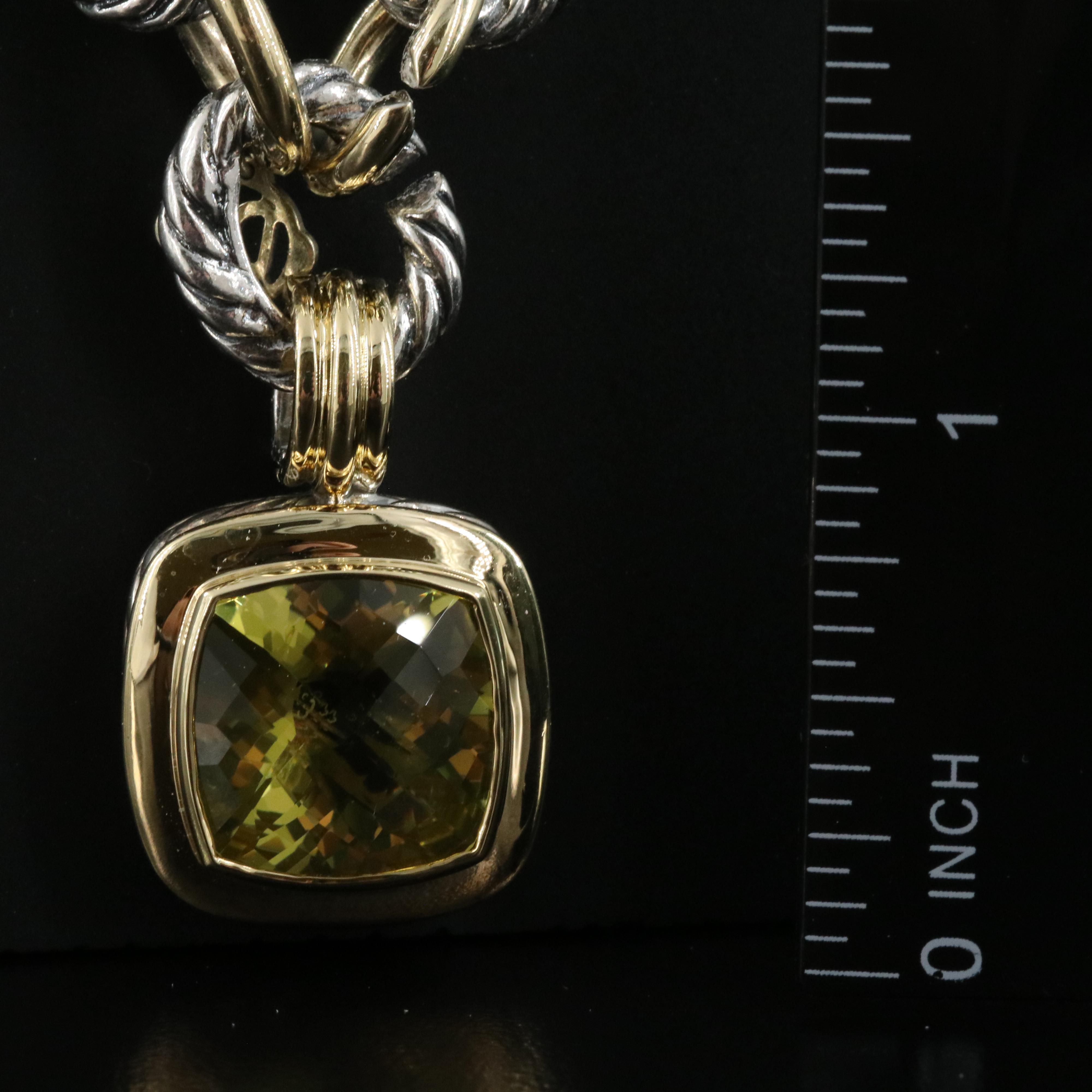 David Yurman "Albion" Sterling and 18K Citrine Enhancer Pendant Necklace