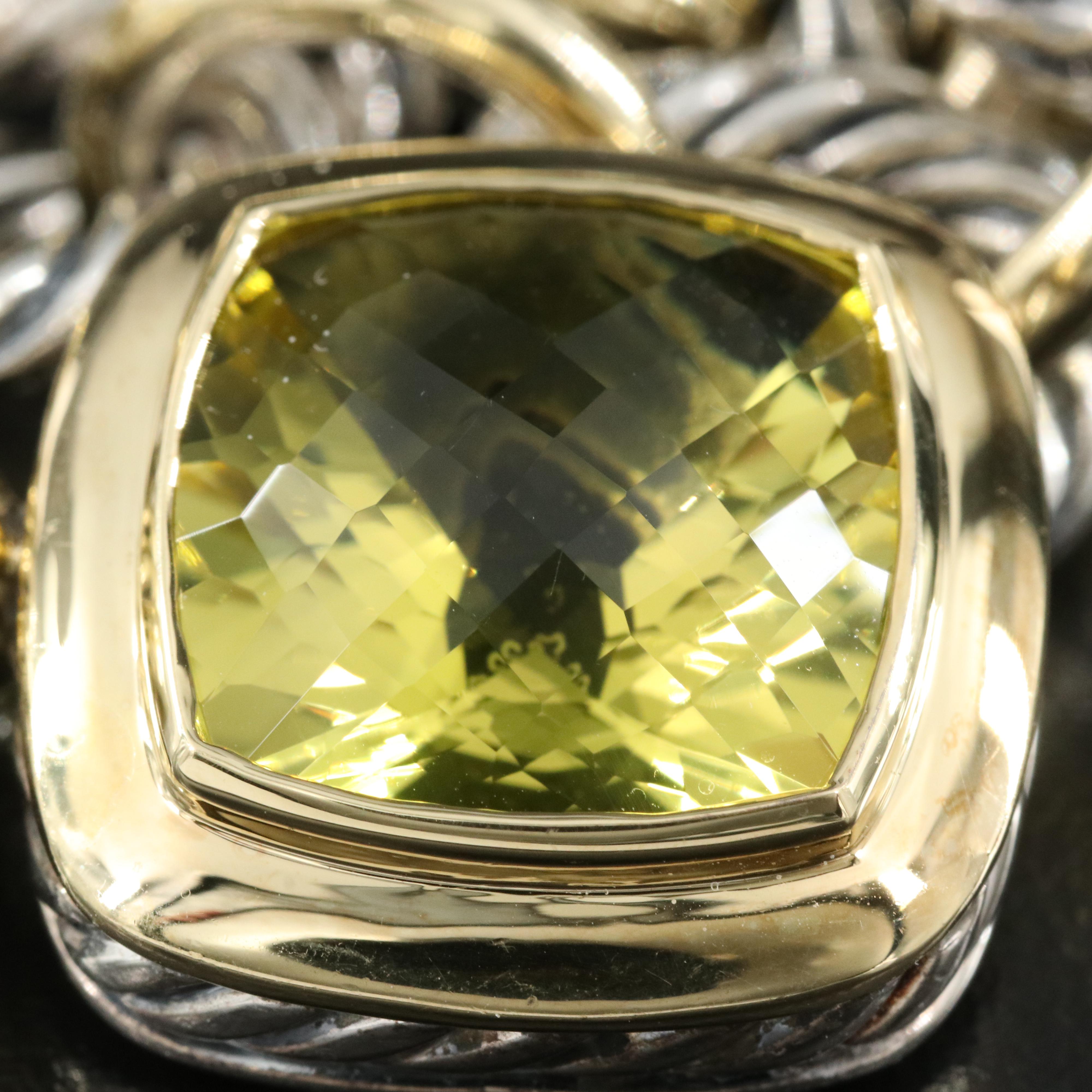 David Yurman "Albion" Sterling and 18K Citrine Enhancer Pendant Necklace