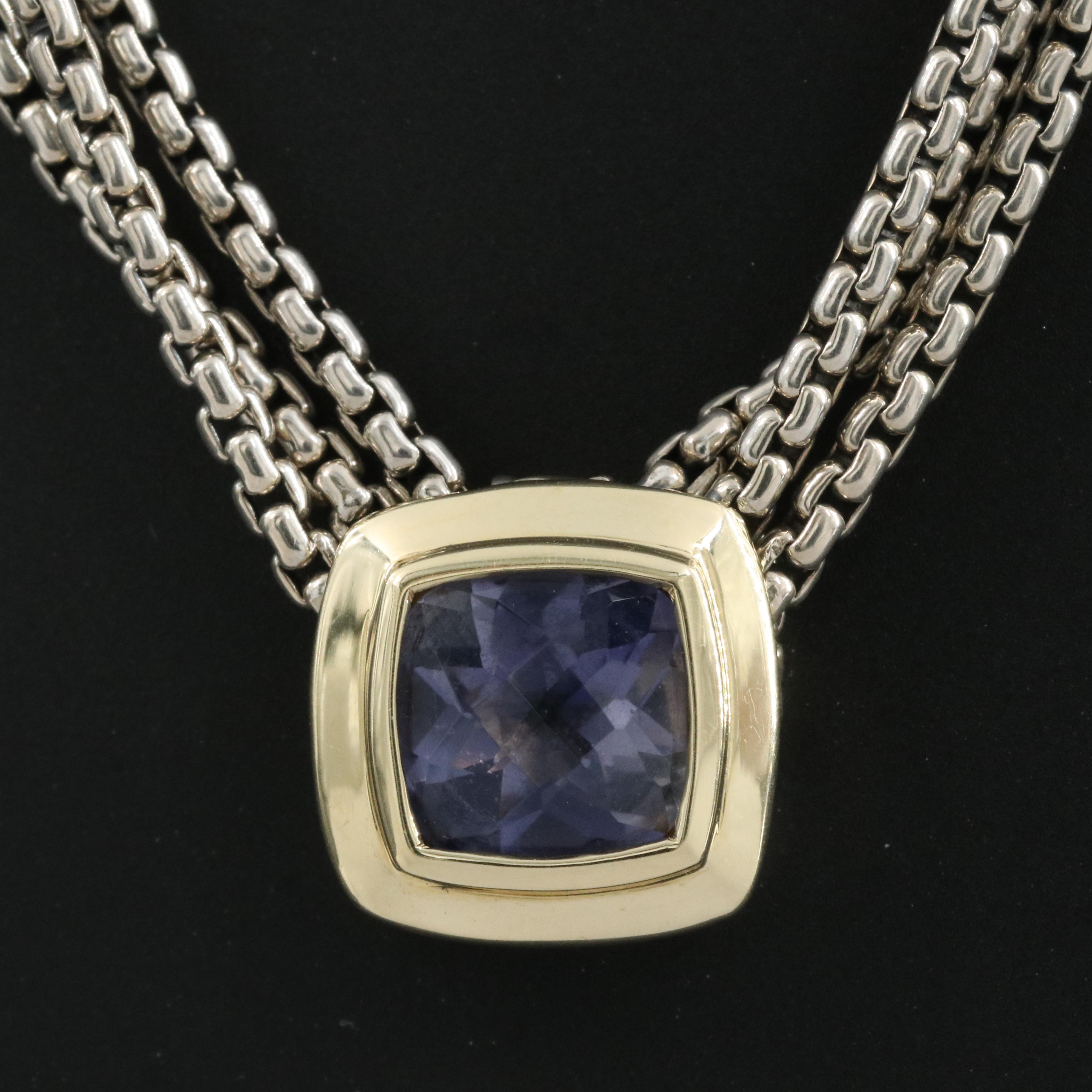 David Yurman Sterling Iolite Necklace with 18K Accents