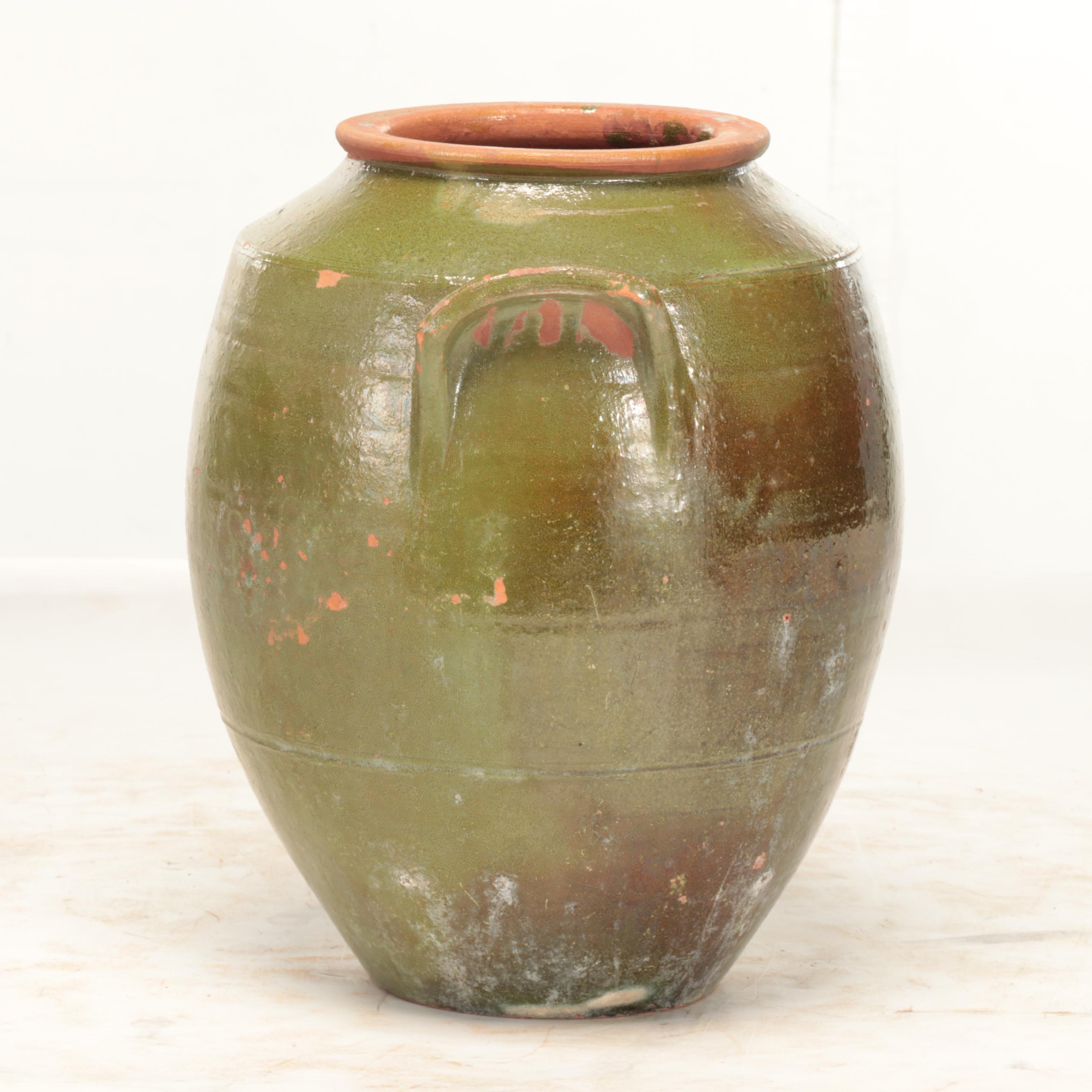 Chinese Glazed Stoneware Vase with Other Tab Handle 3-Gallon Stoneware Jar