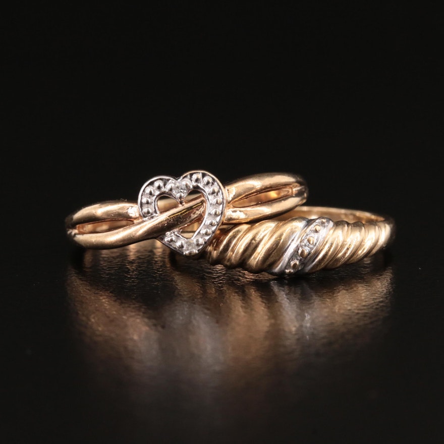 Pairing of Michael Anthony 10K Rings with Diamonds Totaling 0.02 CTW