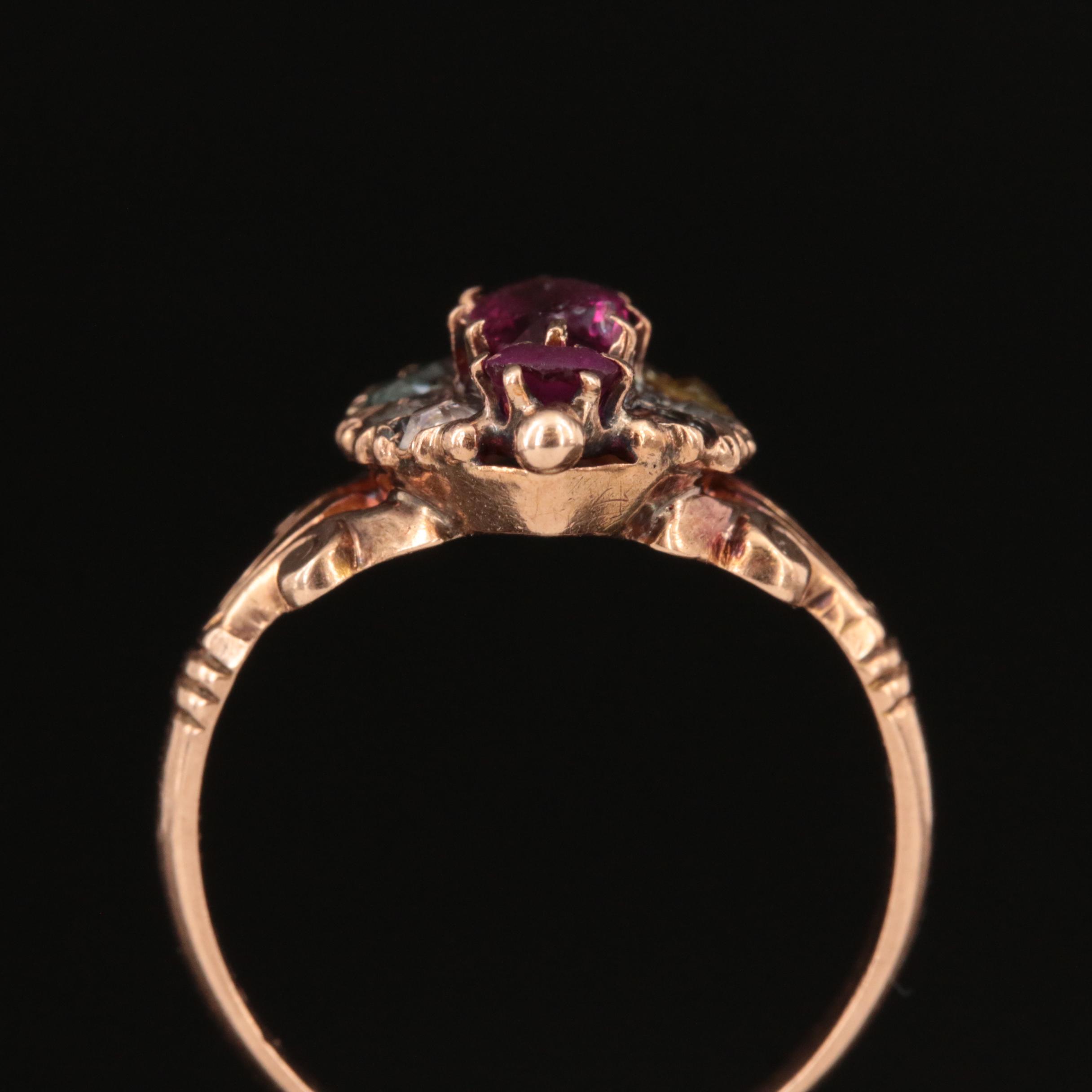 Vintage 10K Rose Gold Faceted Glass Ring
