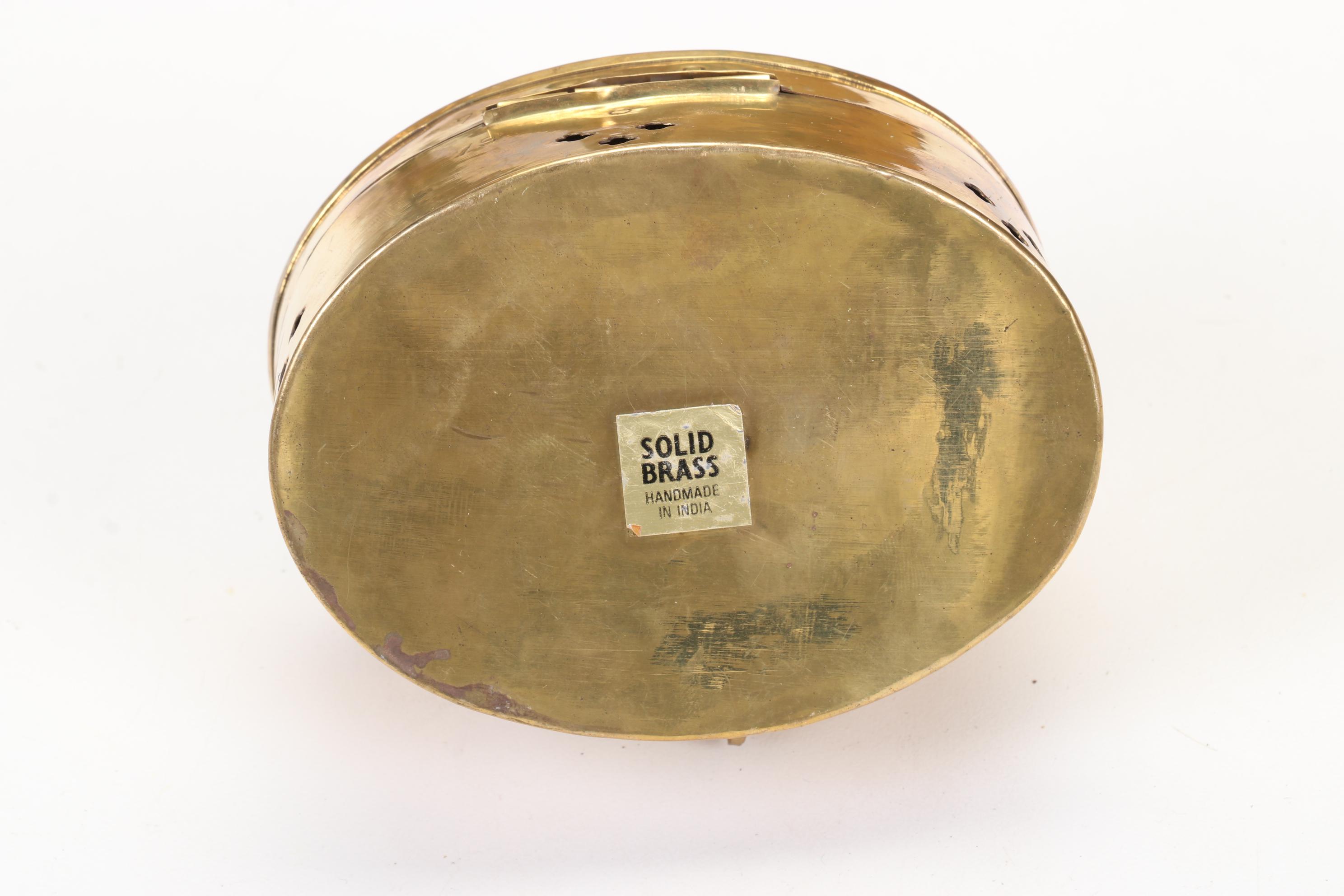 Pressed Brass Wall Hanging, Carved Wood Plant Stand, Schrafft's Candy Box & More