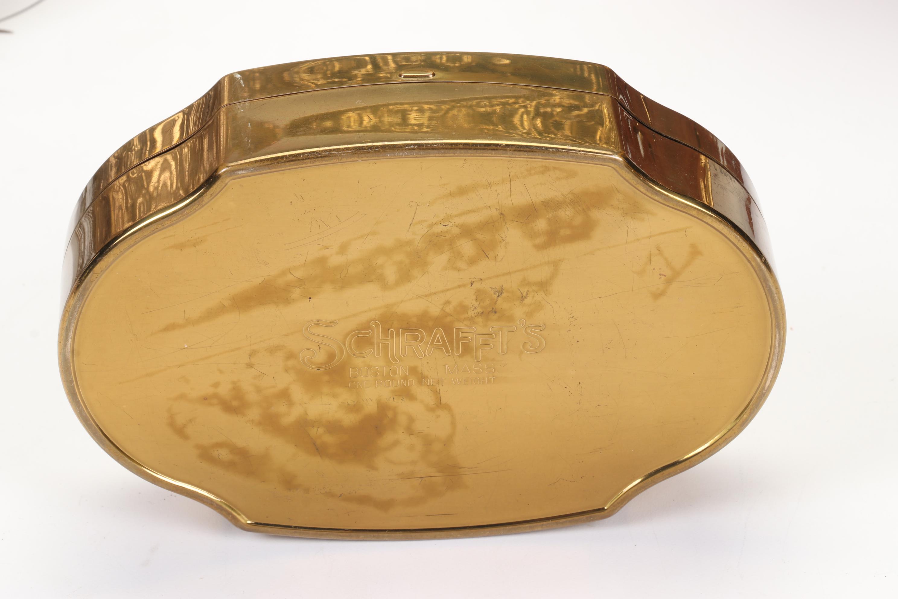 Pressed Brass Wall Hanging, Carved Wood Plant Stand, Schrafft's Candy Box & More