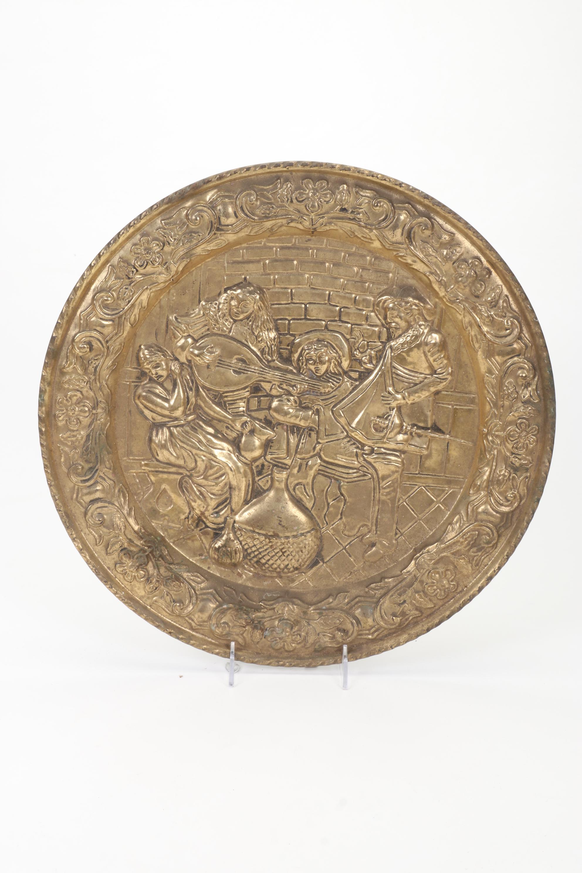 Pressed Brass Wall Hanging, Carved Wood Plant Stand, Schrafft's Candy Box & More