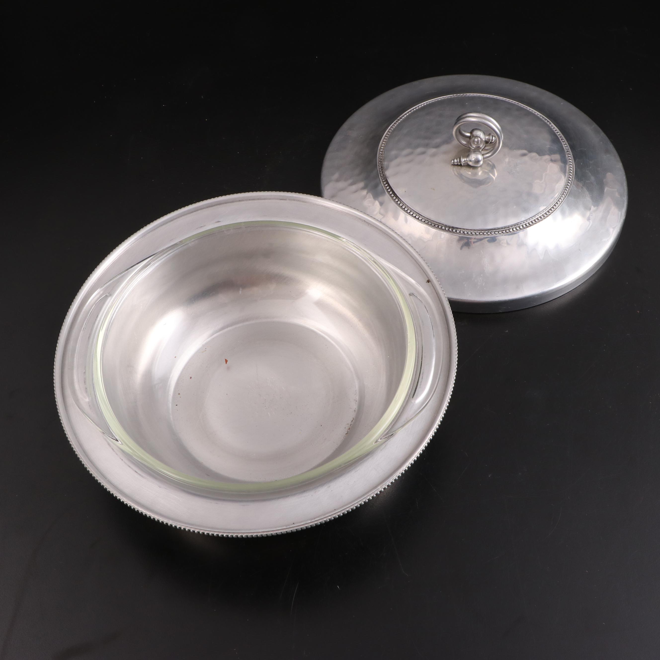 Buenilum Covered Serving Dish with Hammered Aluminum and Other Tableware