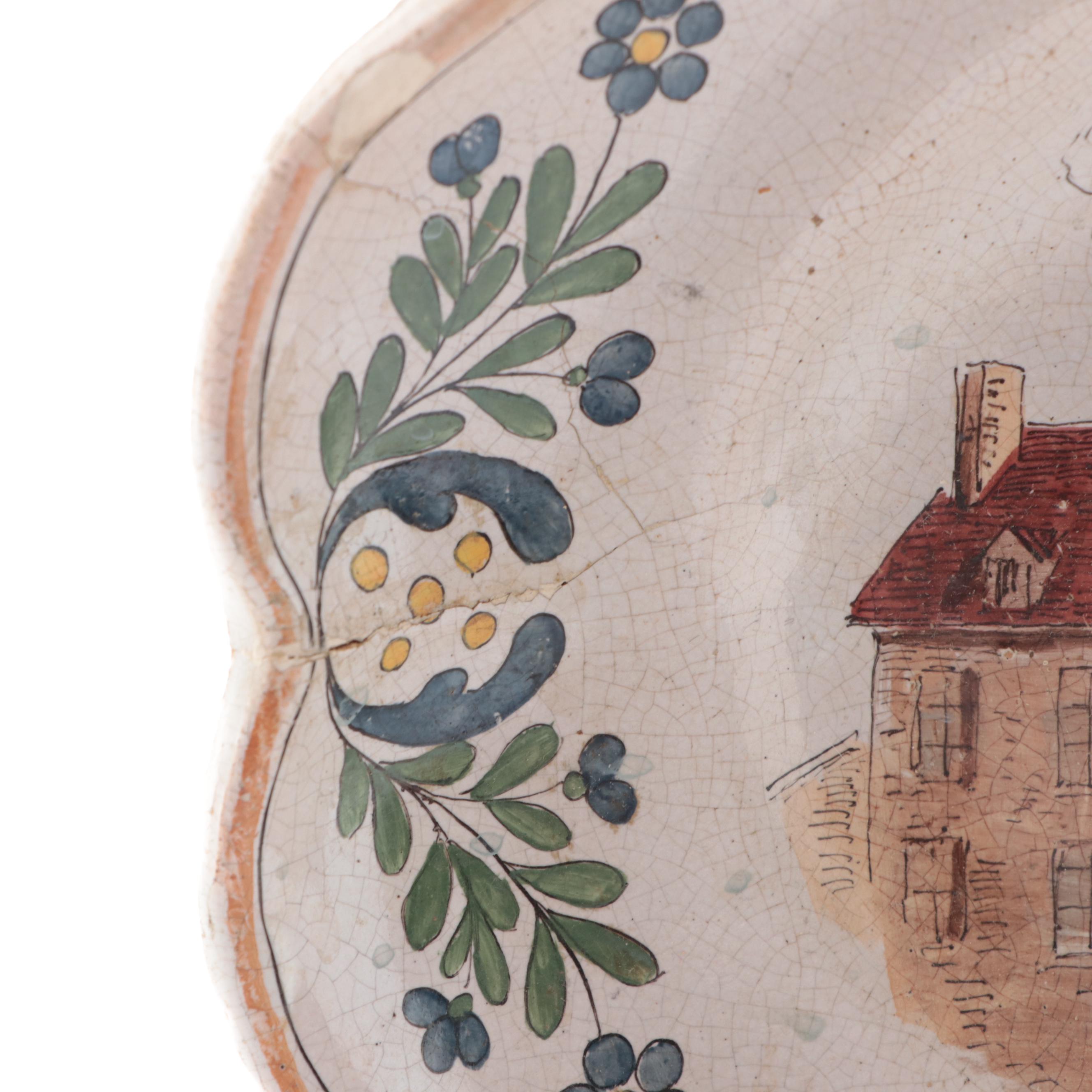 French Rouen Faïence Ceramic Serving Platter with Copper Baking Molds