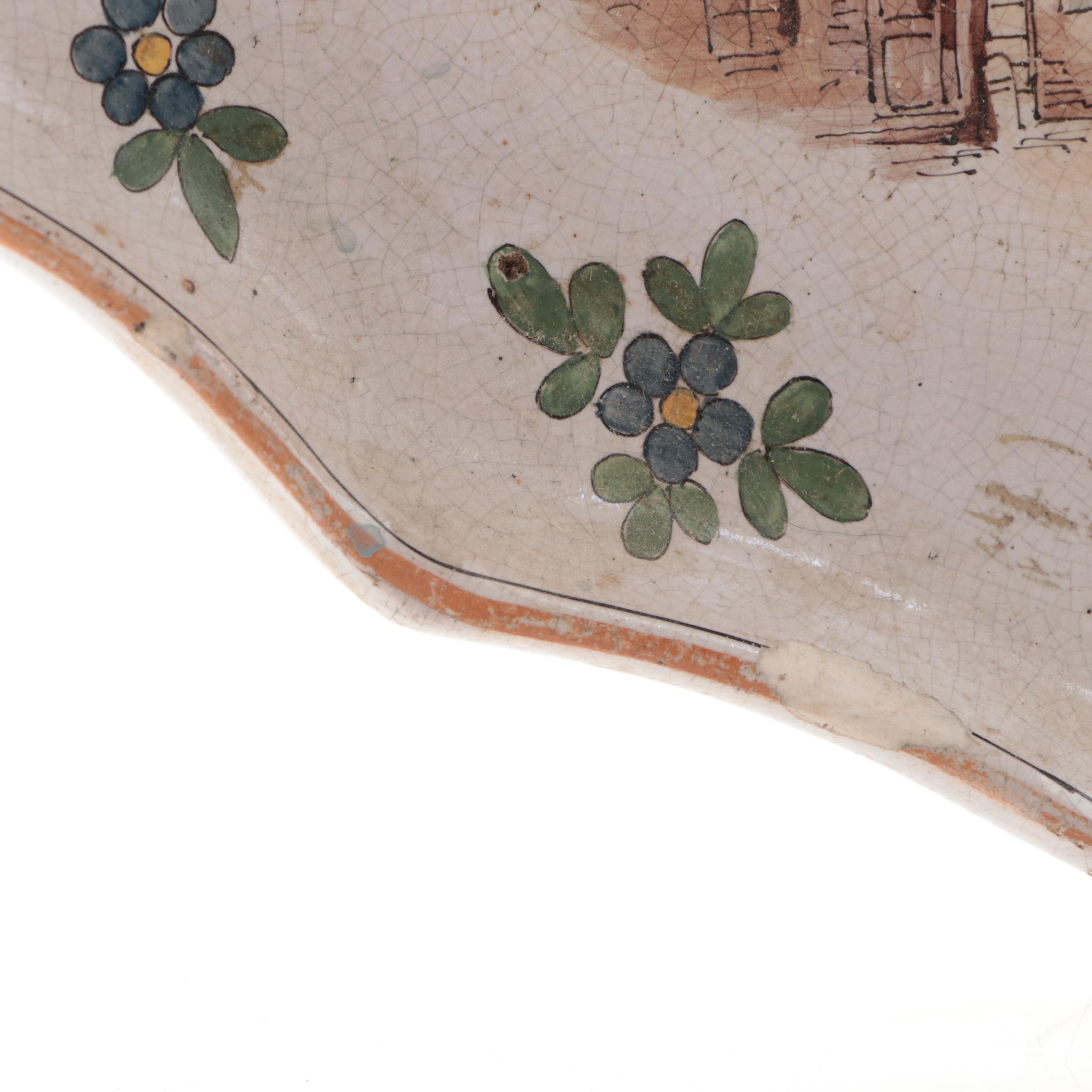 French Rouen Faïence Ceramic Serving Platter with Copper Baking Molds