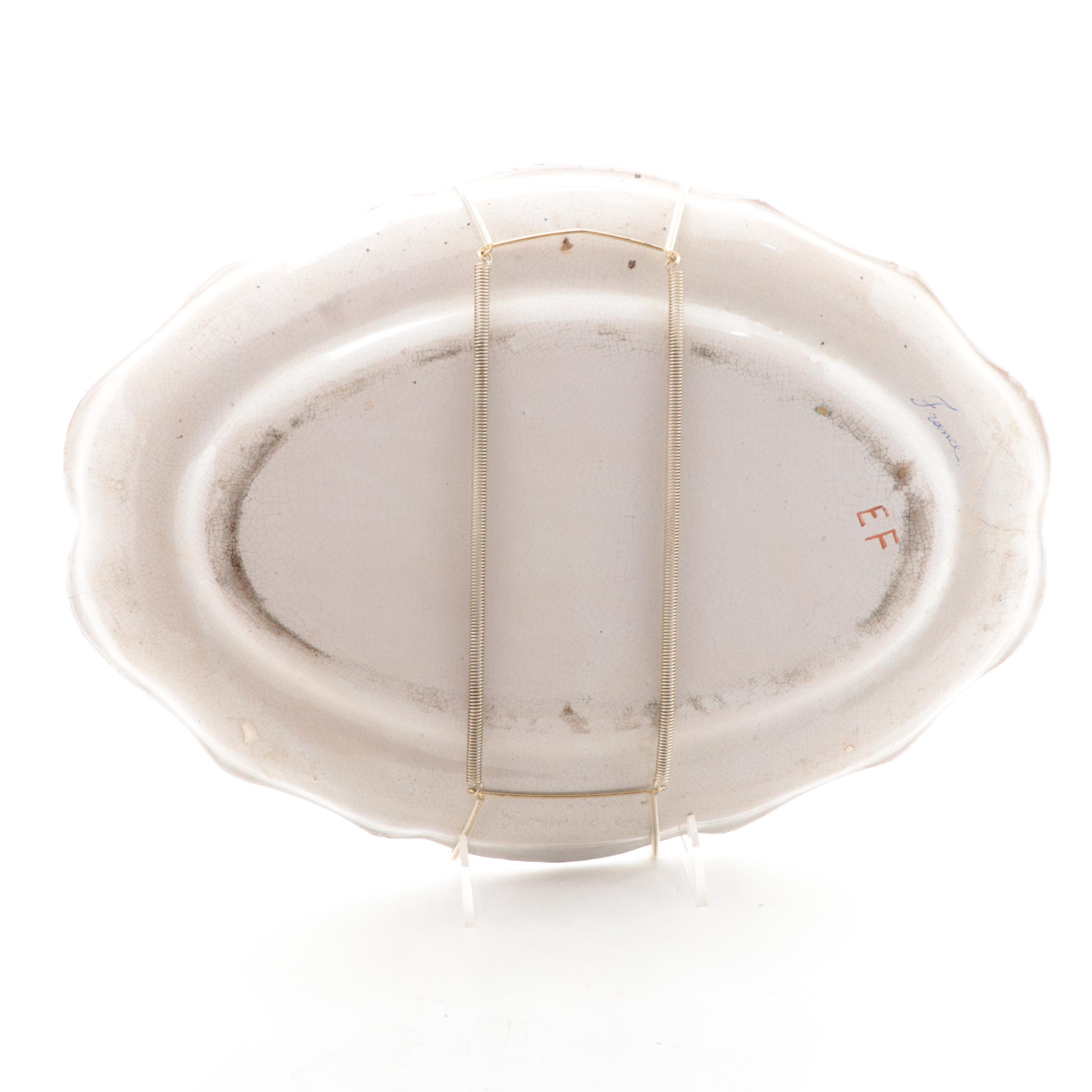 French Rouen Faïence Ceramic Serving Platter with Copper Baking Molds