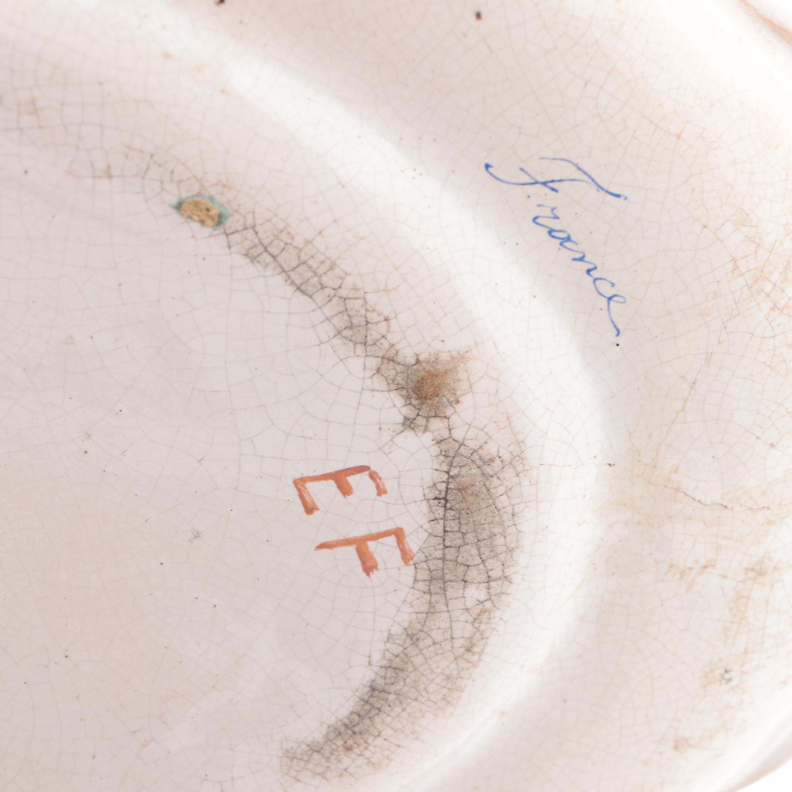 French Rouen Faïence Ceramic Serving Platter with Copper Baking Molds