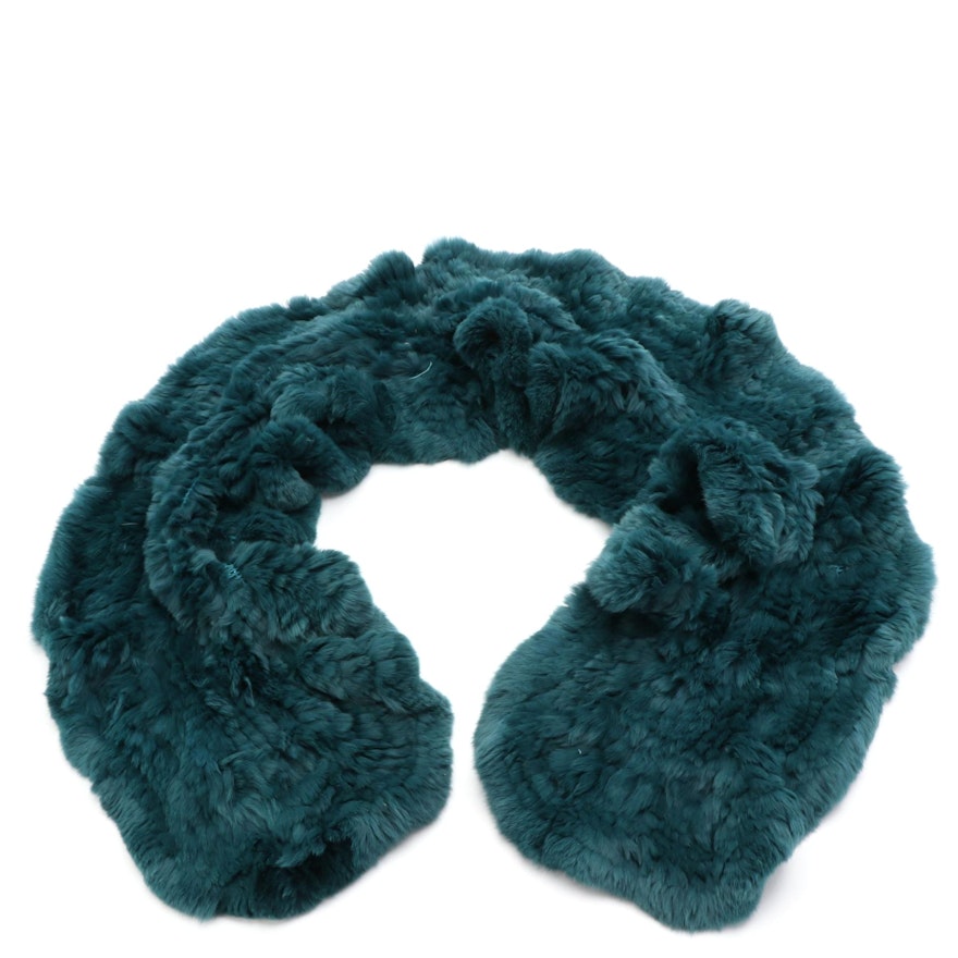 Dyed Rabbit Fur Knit Muffler Scarf