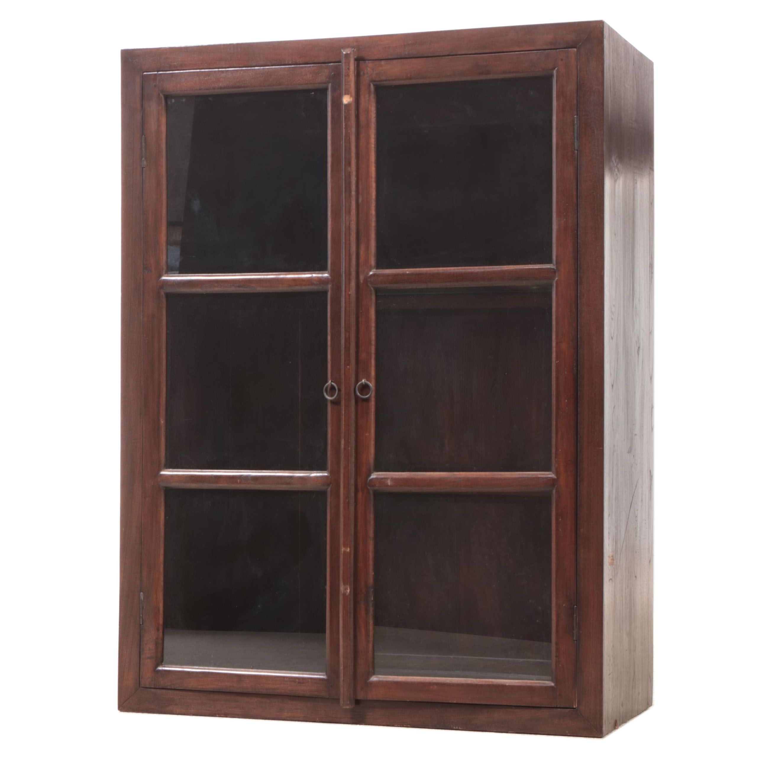 Indonesian Ebonized Teak and Glass Cabinet, 20th Century