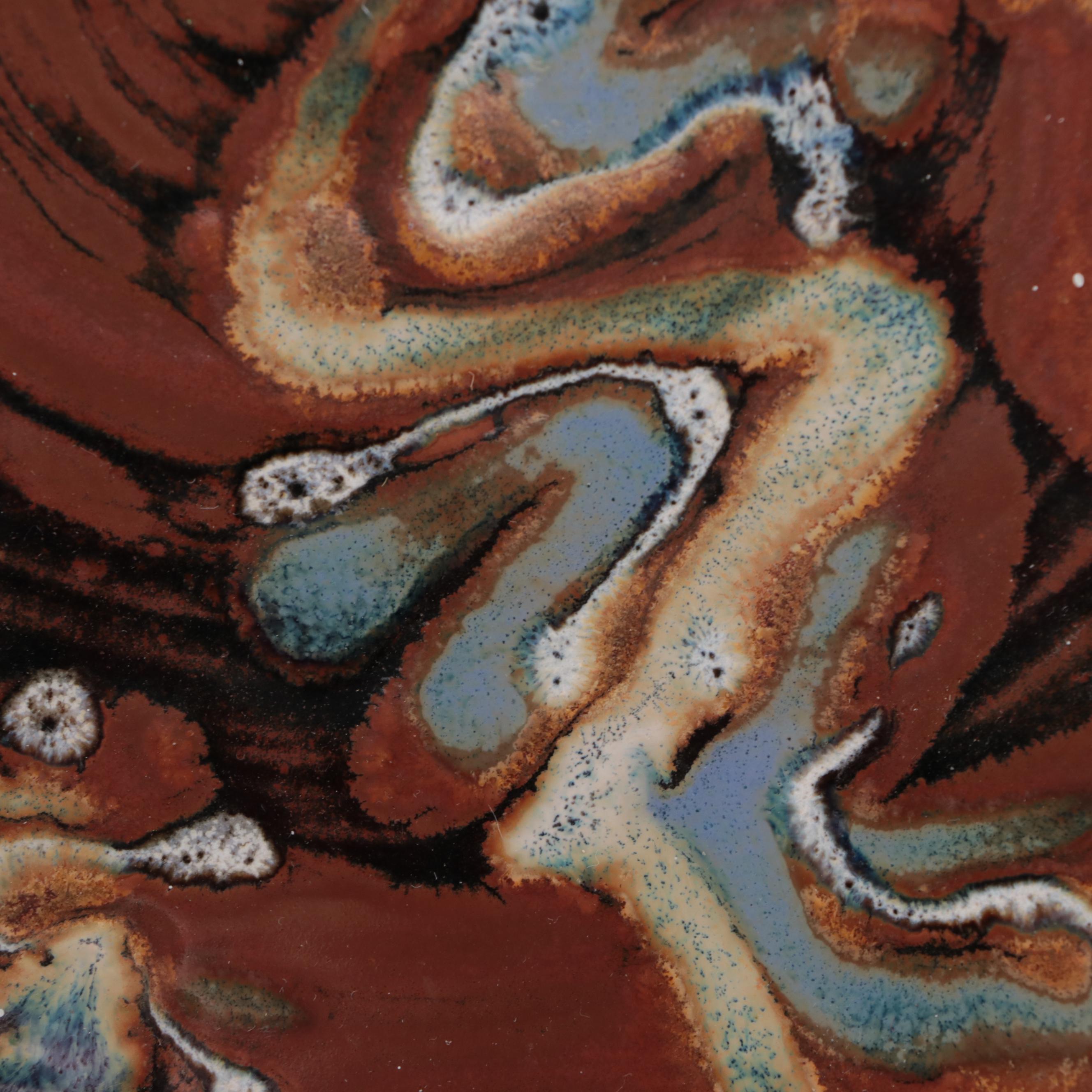 Artist Signed Mottled Glaze Stoneware Centerpiece Bowl, 1998