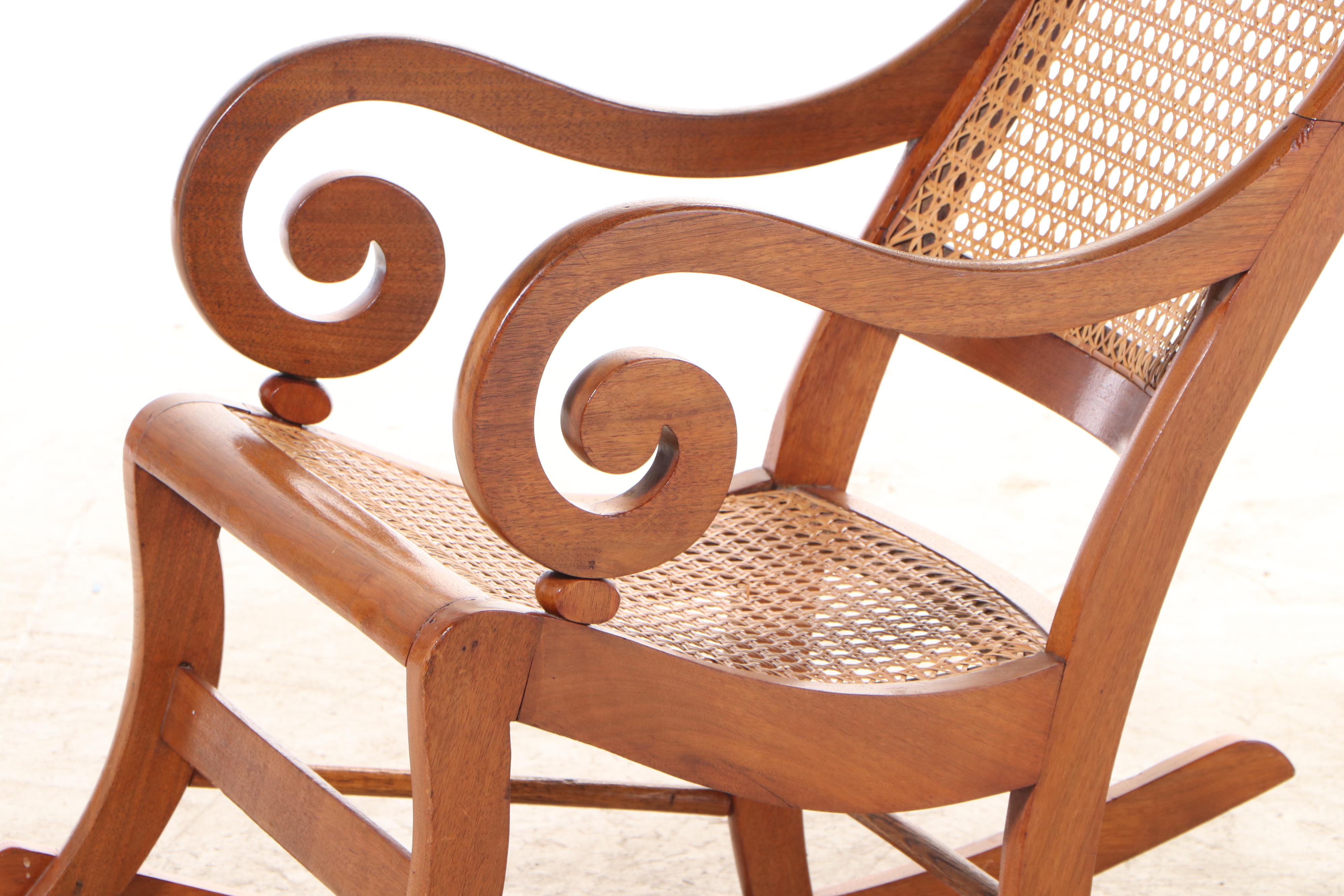 Victorian Walnut Rocking Armchair, Late 19th Century