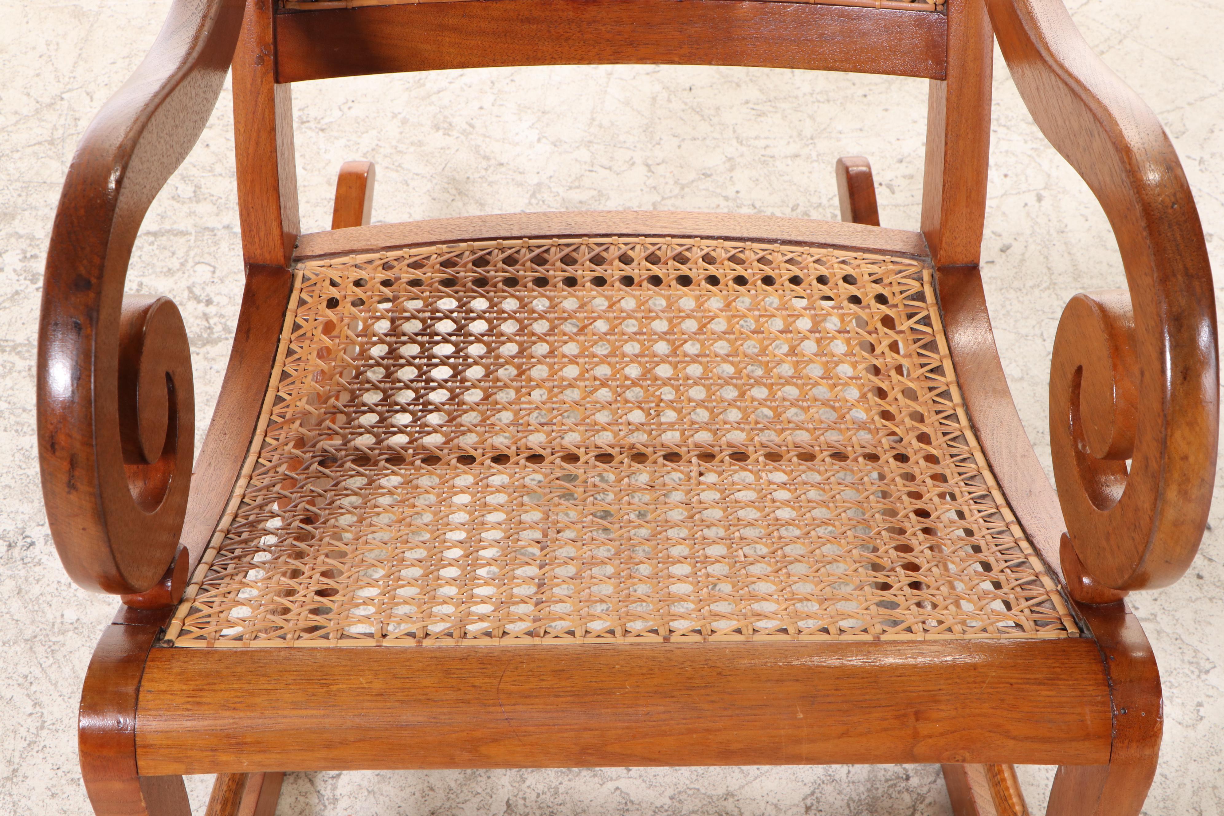 Victorian Walnut Rocking Armchair, Late 19th Century