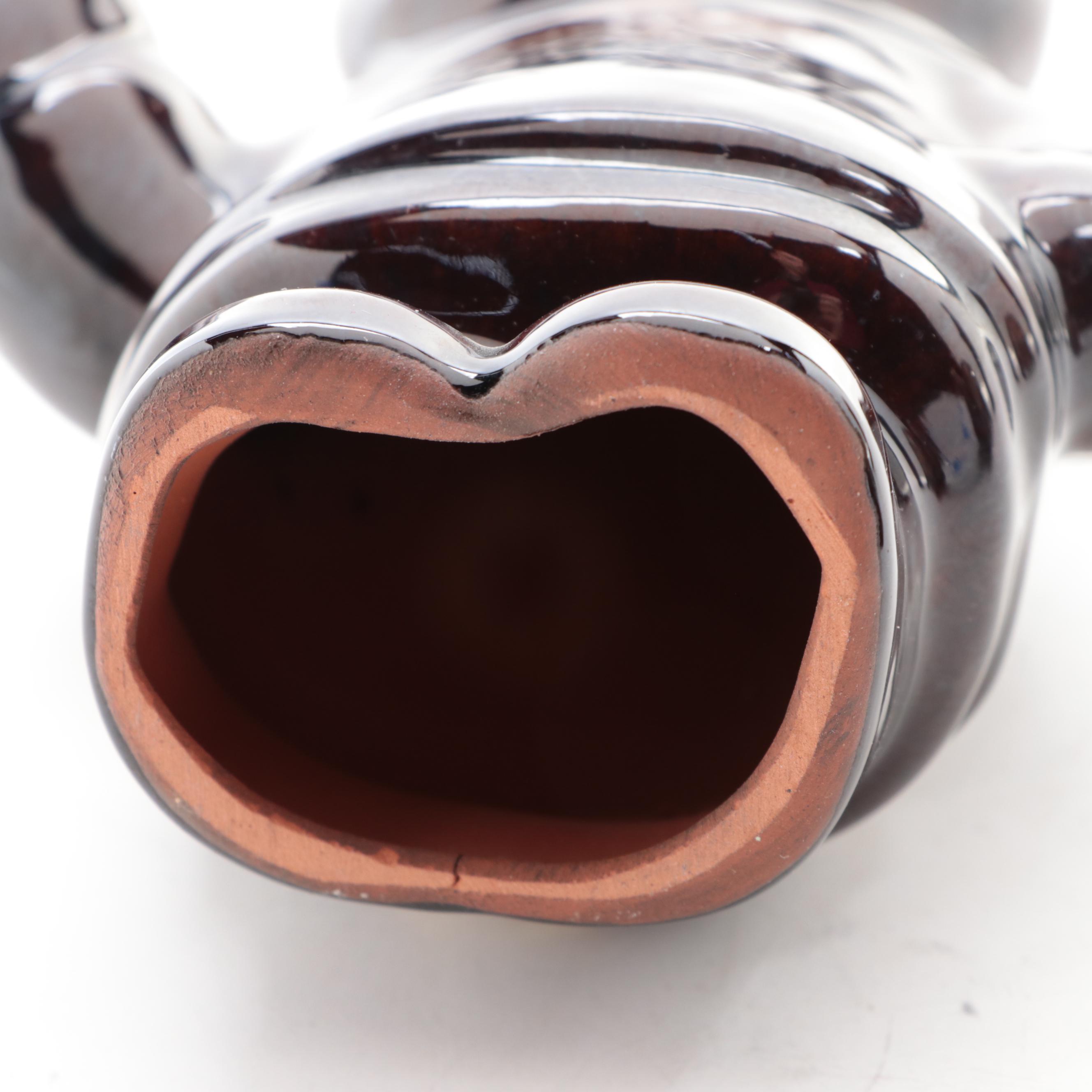 Canadian Grand River Pottery Turtle and Inuit Figurine with Fan Vase