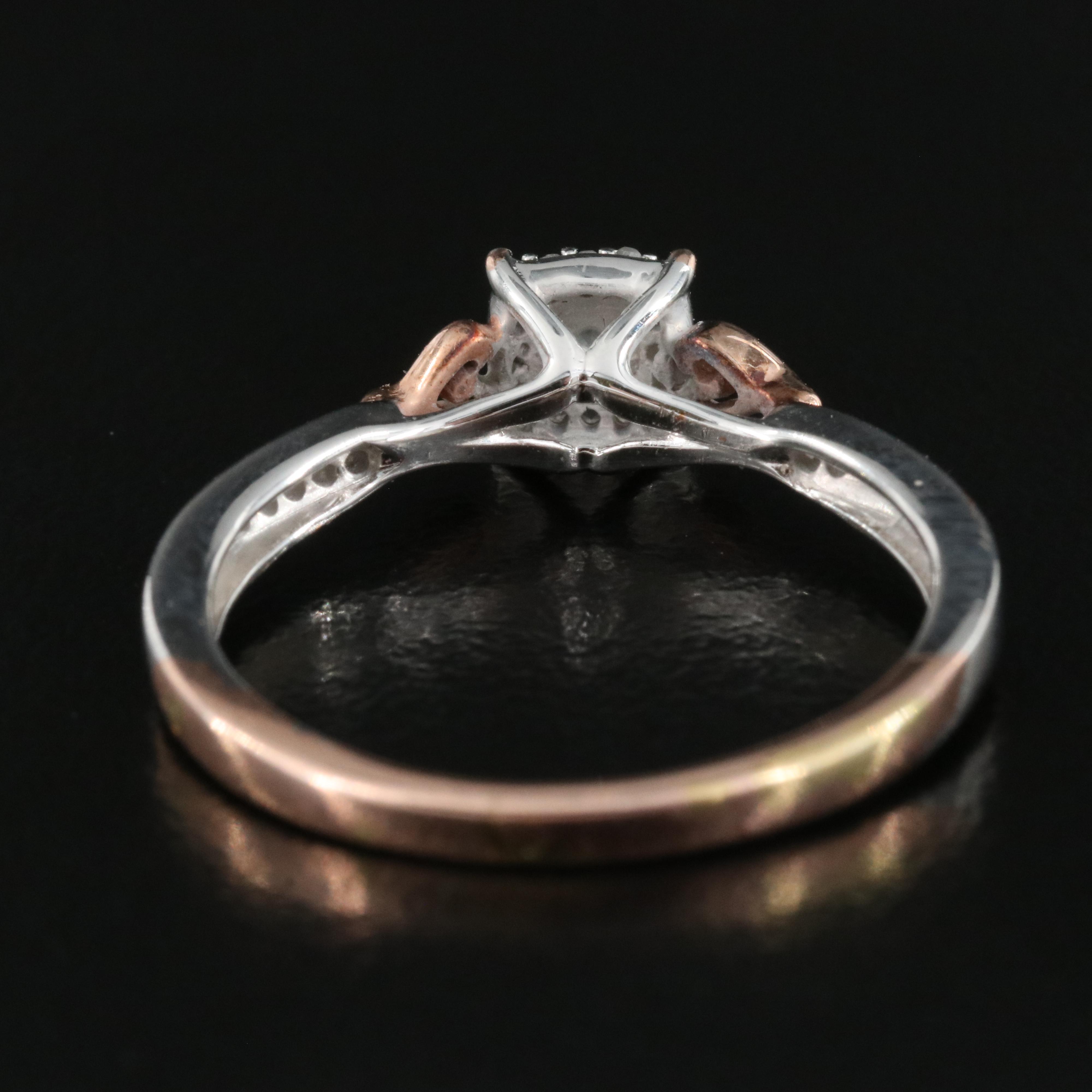 Diamond Ring in Sterling with Rose Tone Finished Accents