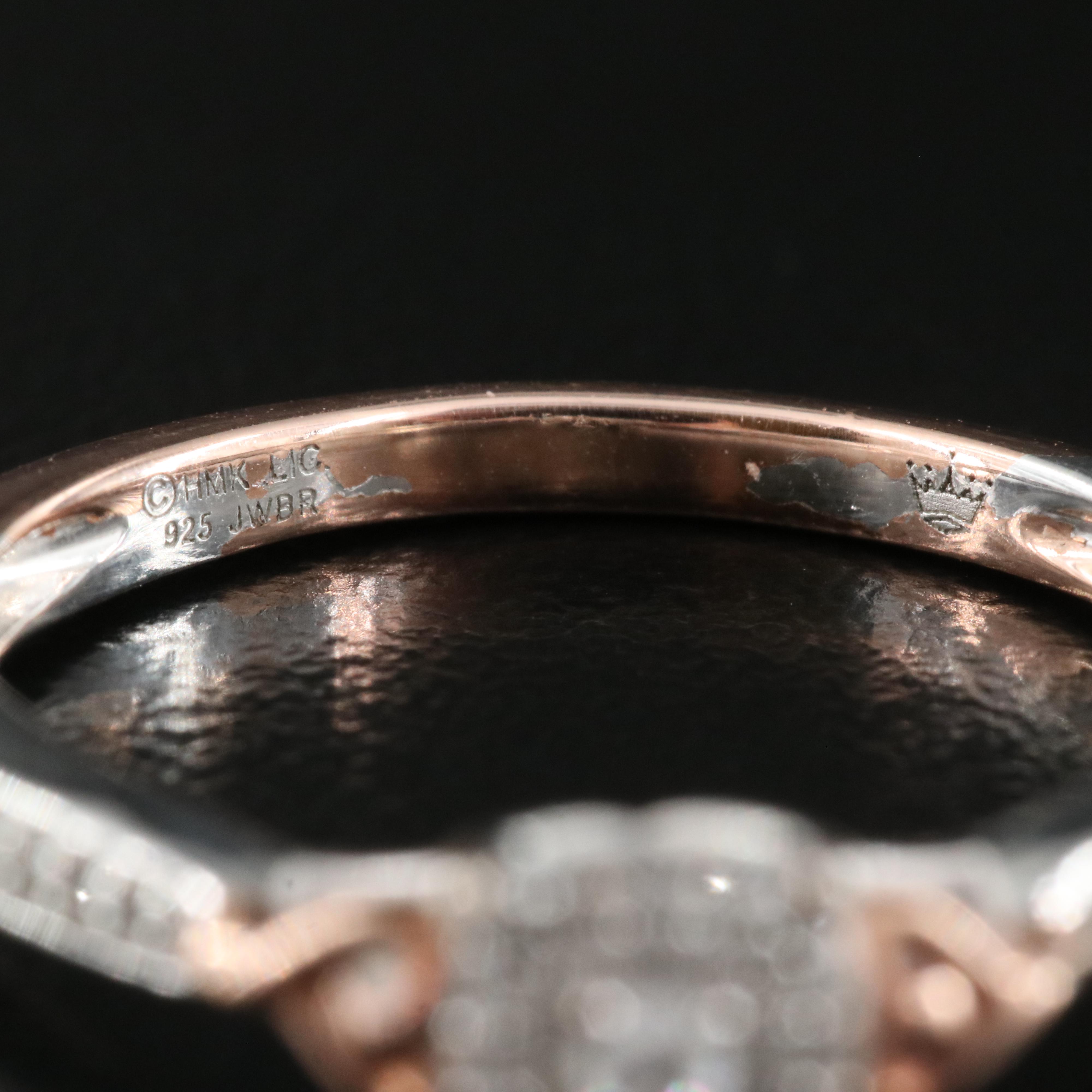 Diamond Ring in Sterling with Rose Tone Finished Accents
