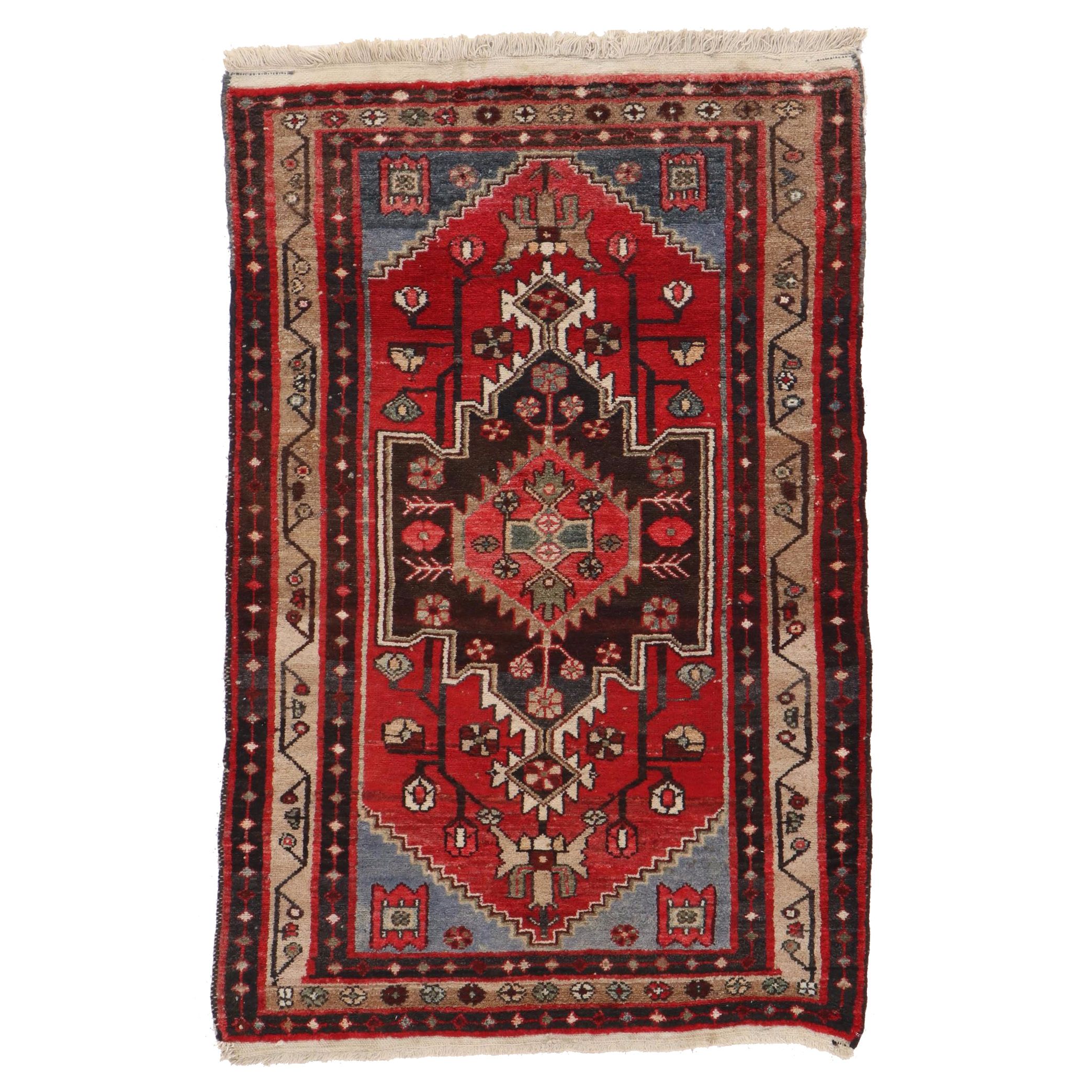 3'3 x 5'9 Hand-Knotted Persian Zanjan Rug, 1920s