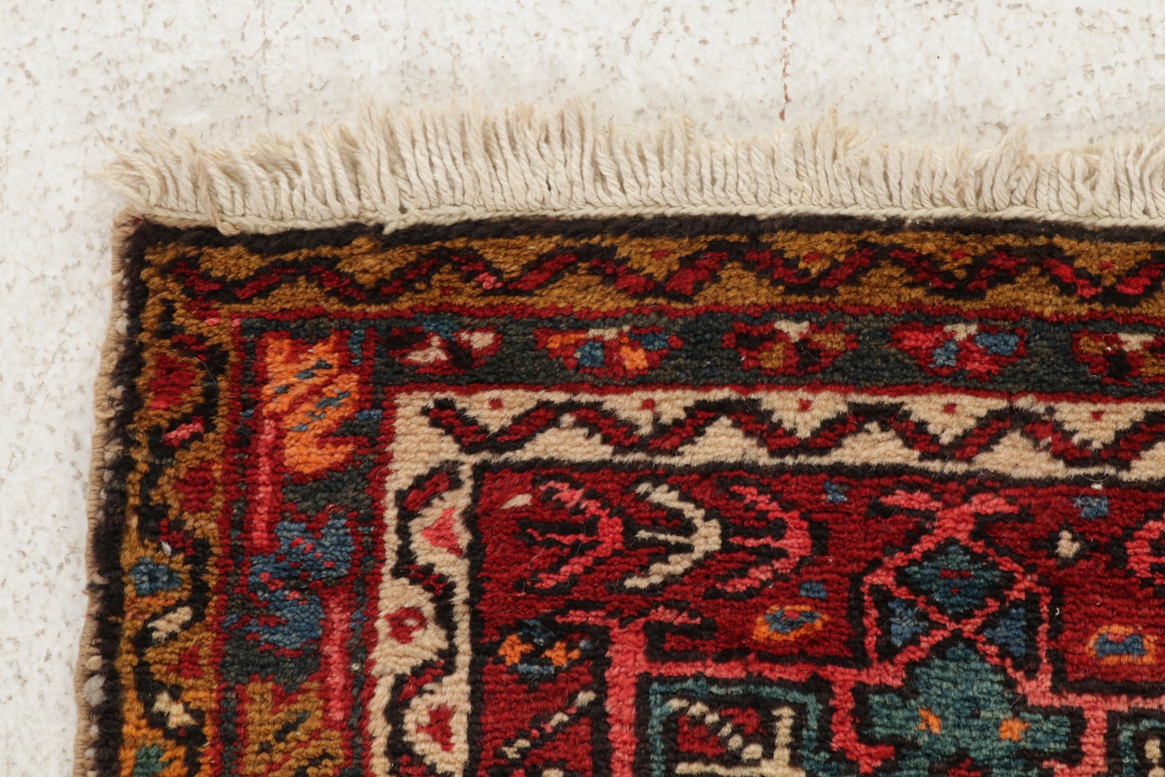 2'1 x 4'1 Hand-Knotted Persian Karaja Rug, 1940s