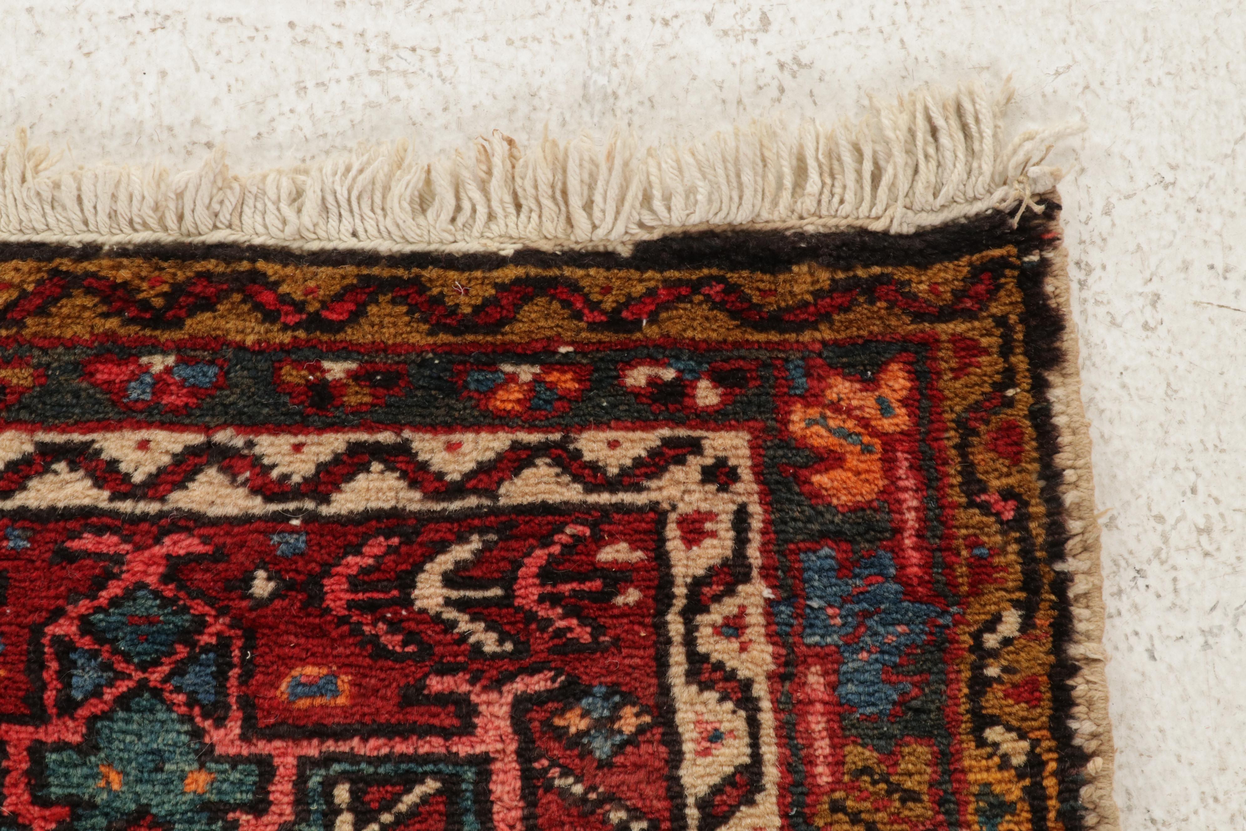 2'1 x 4'1 Hand-Knotted Persian Karaja Rug, 1940s