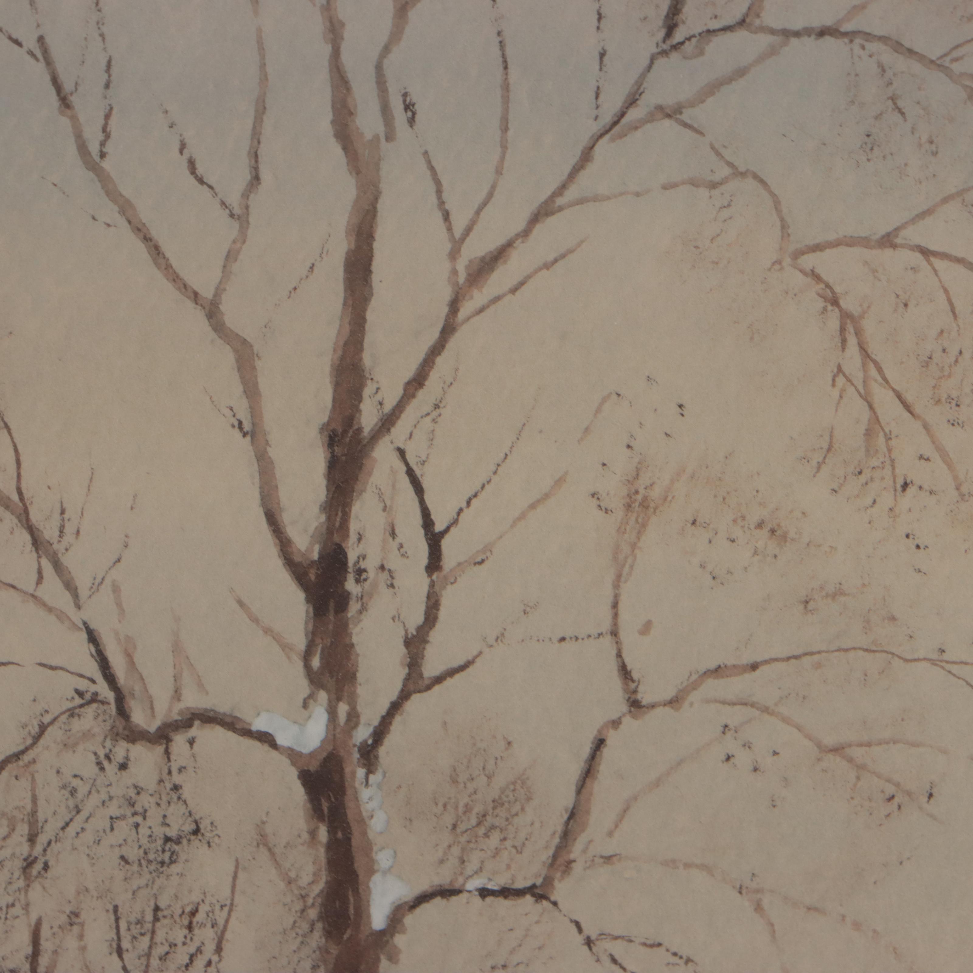 Paul Ashbrook Watercolor Painting "Orange Horizon," Circa 1940