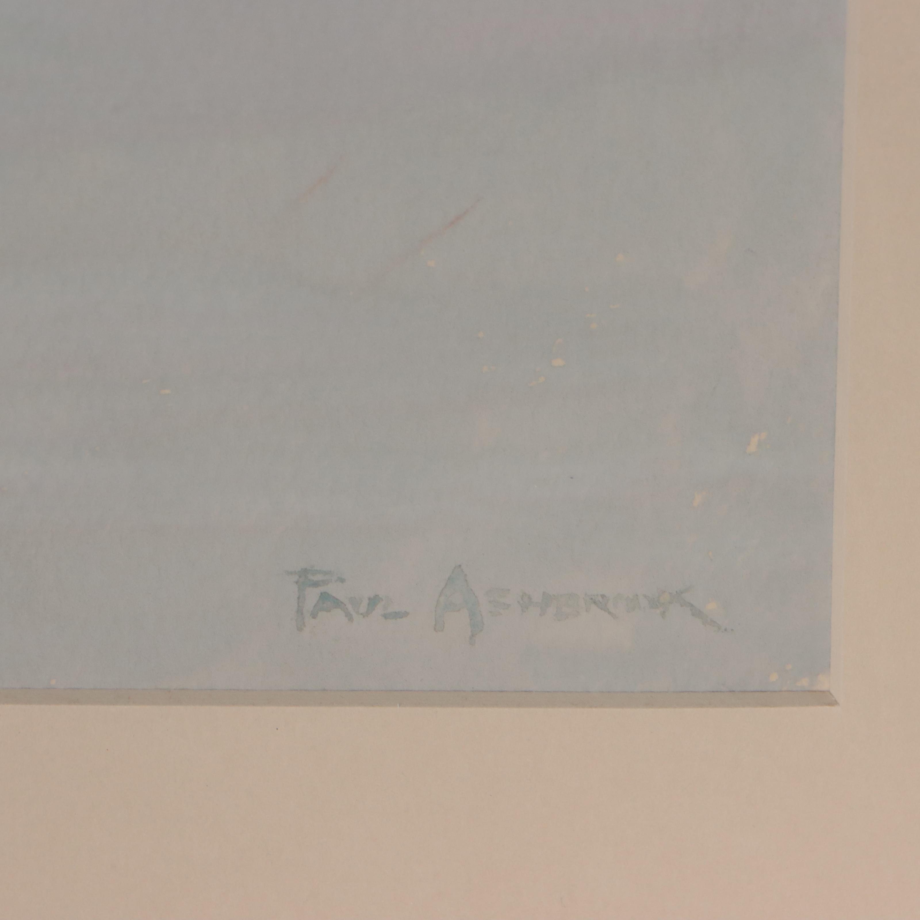 Paul Ashbrook Watercolor Painting "Orange Horizon," Circa 1940