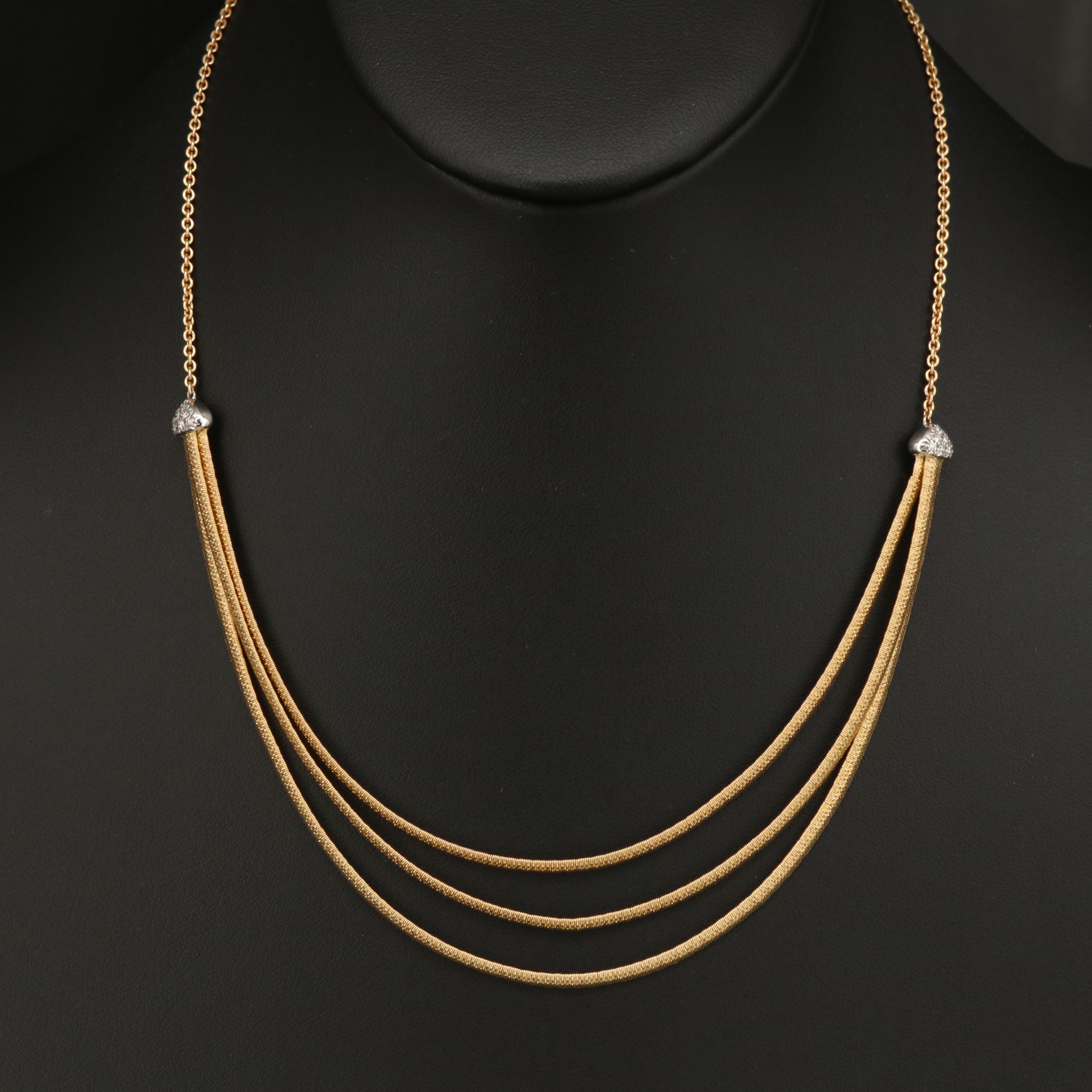 Marco Bicego "Cairo" 18K 0.12 CTW Diamond Triple Strand Necklace