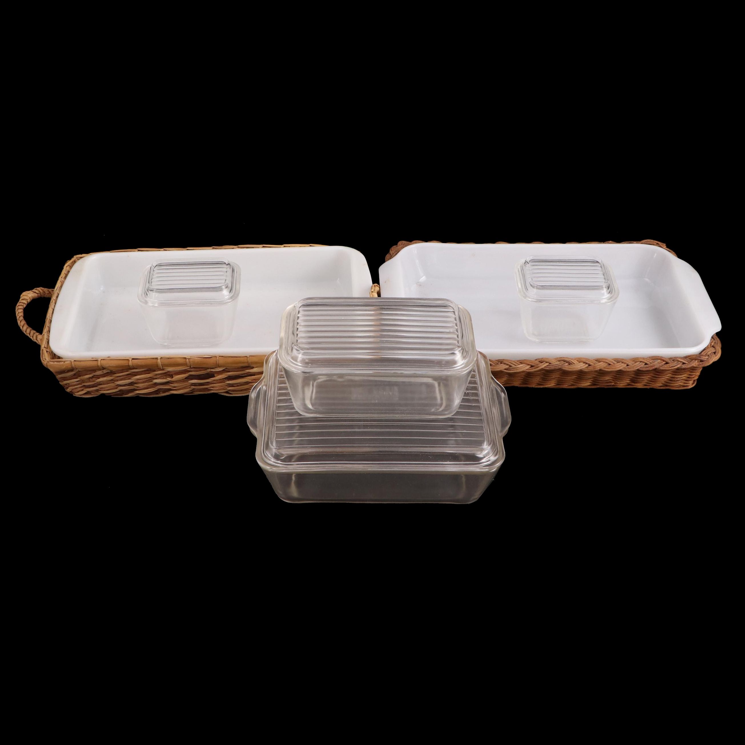 Pyrex Casseroles and Cradles with Refrigerator Set Covered Dishes