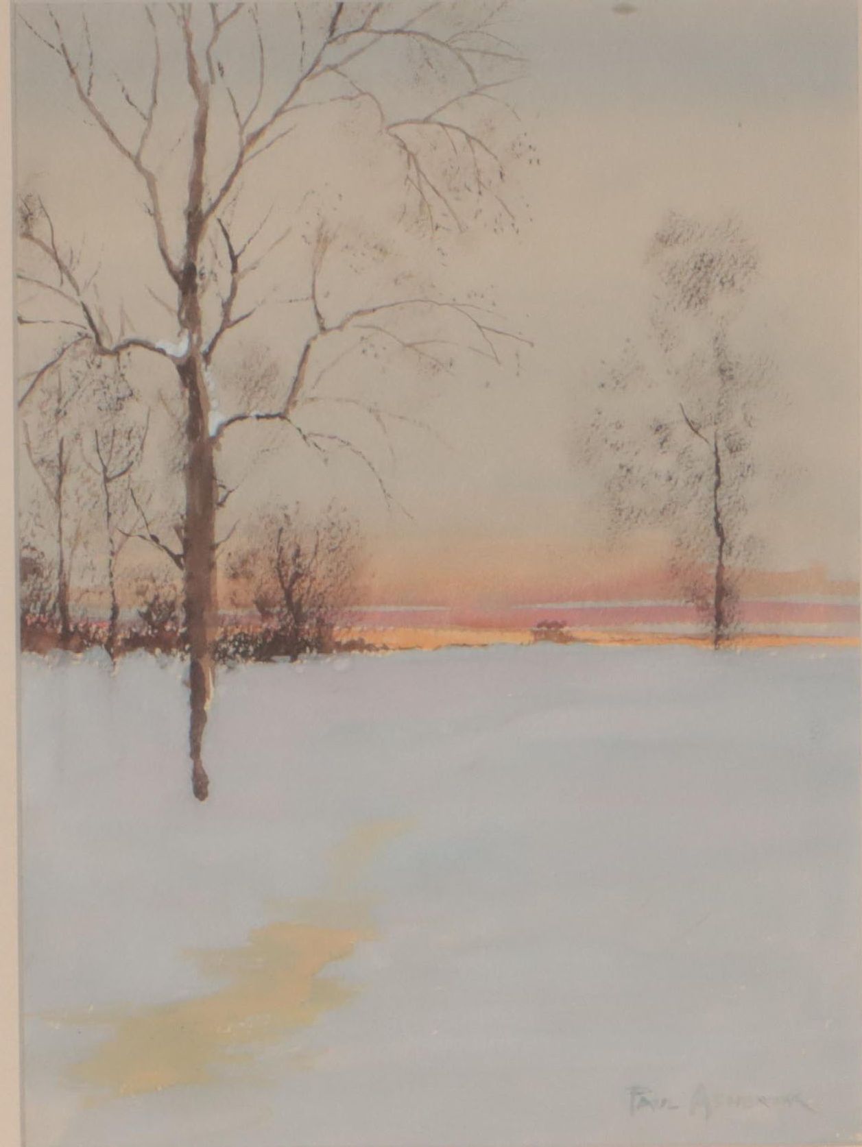 Paul Ashbrook Watercolor Painting "Orange Horizon," Circa 1940