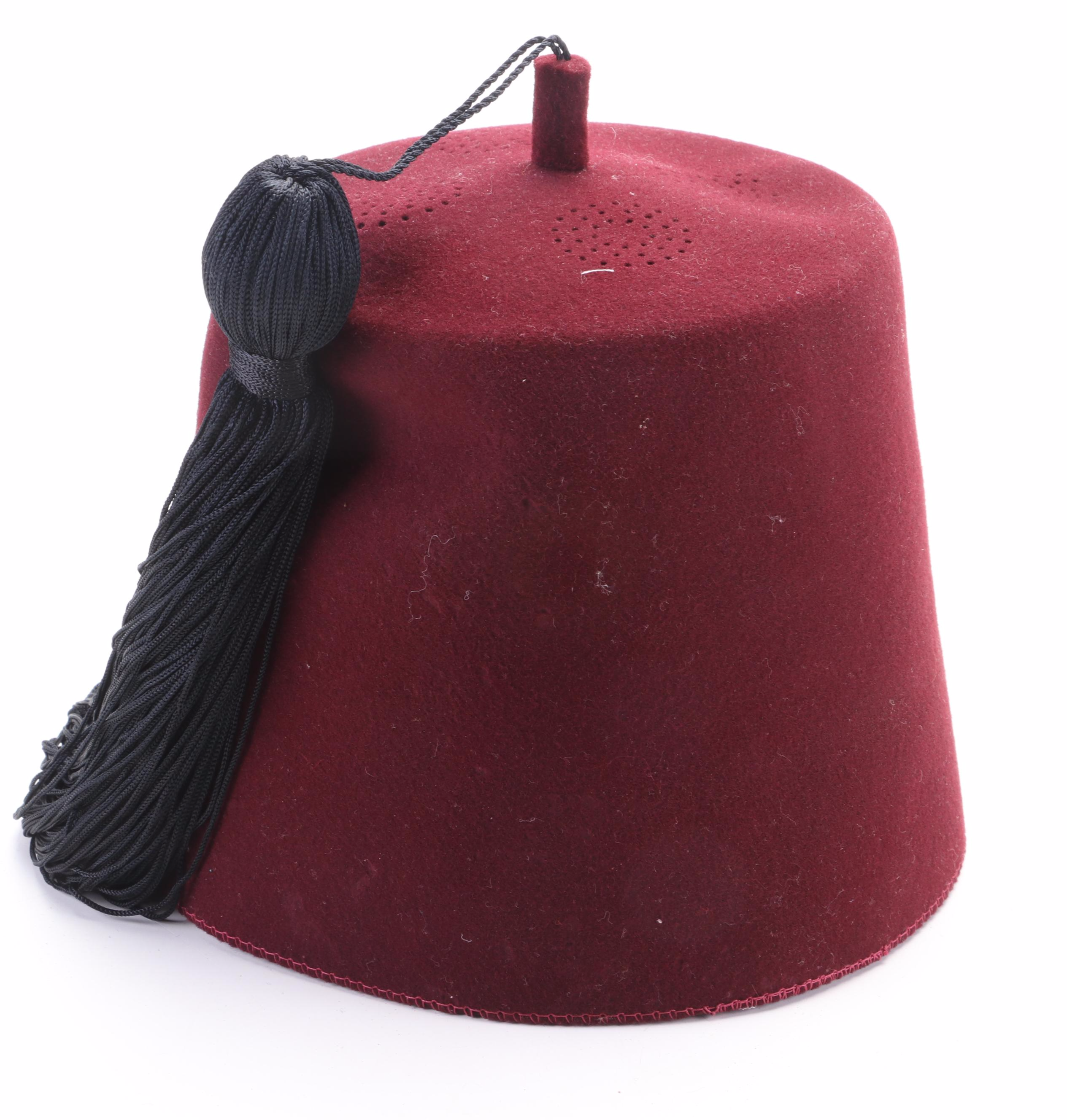 Syrian Shrine of Cincinnati, Ohio Embellished Shriners Fez Hats with Hat Box