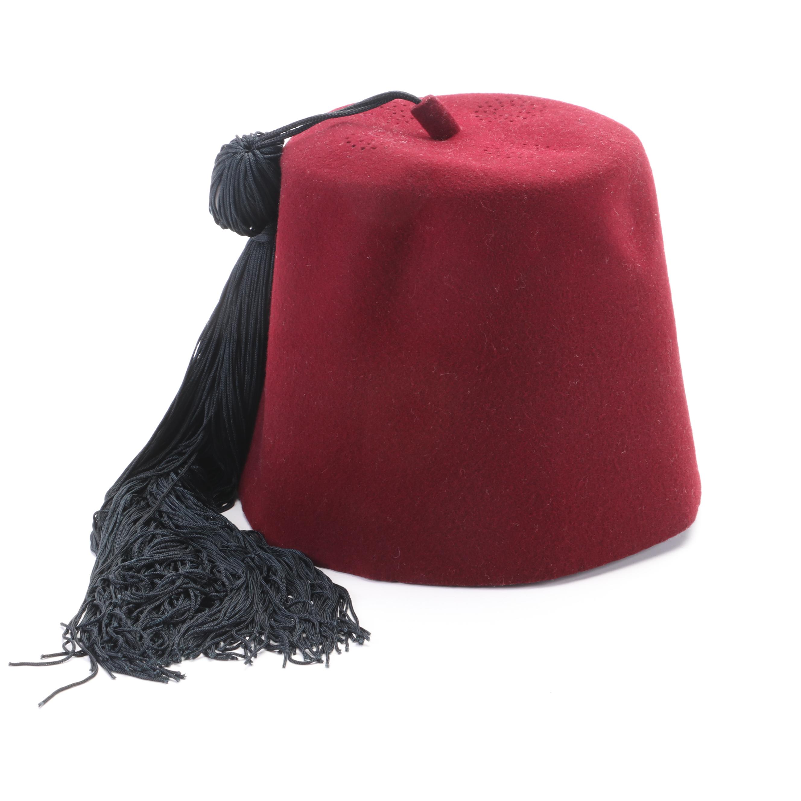 Syrian Shrine of Cincinnati, Ohio Embellished Shriners Fez Hats with Hat Box