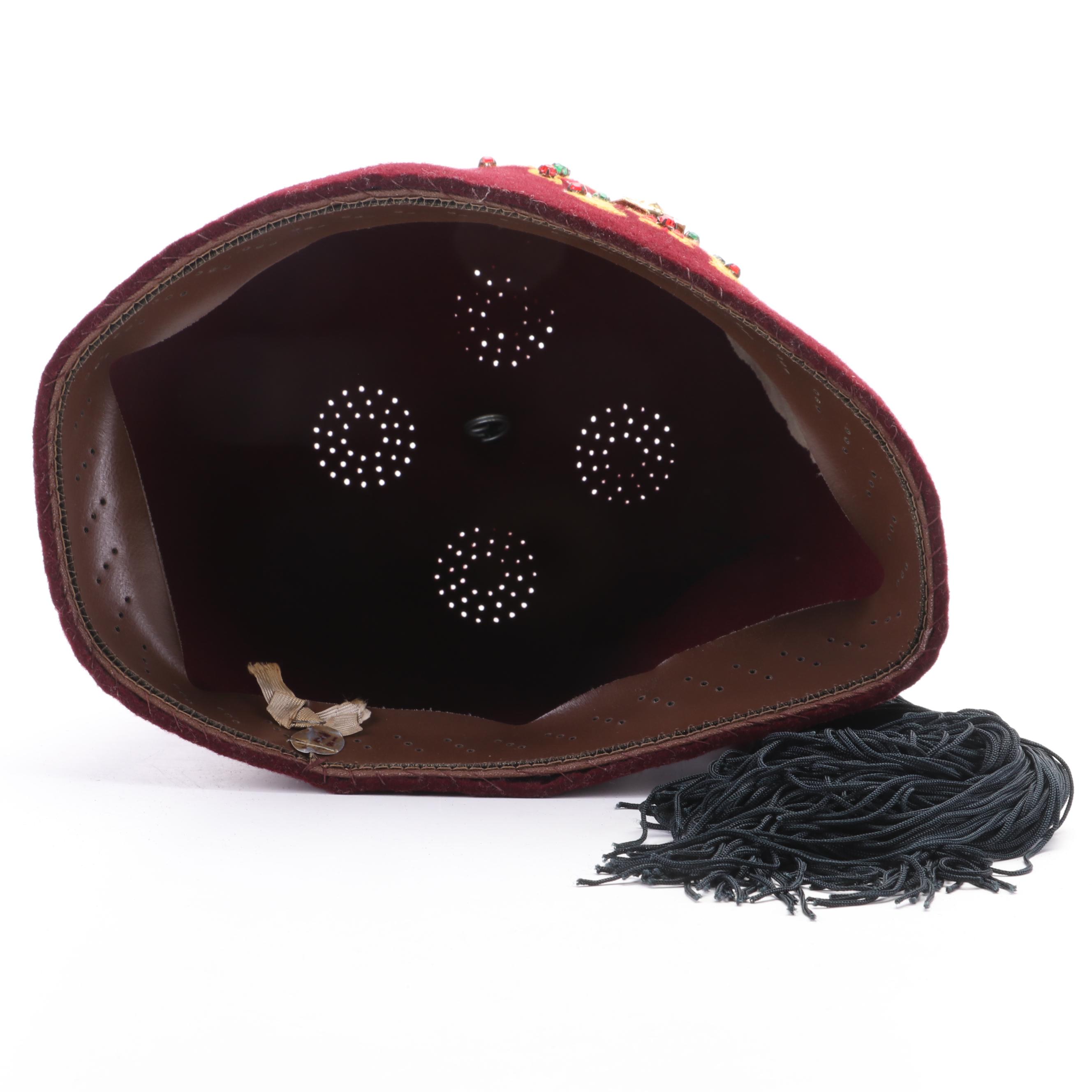 Syrian Shrine of Cincinnati, Ohio Embellished Shriners Fez Hats with Hat Box