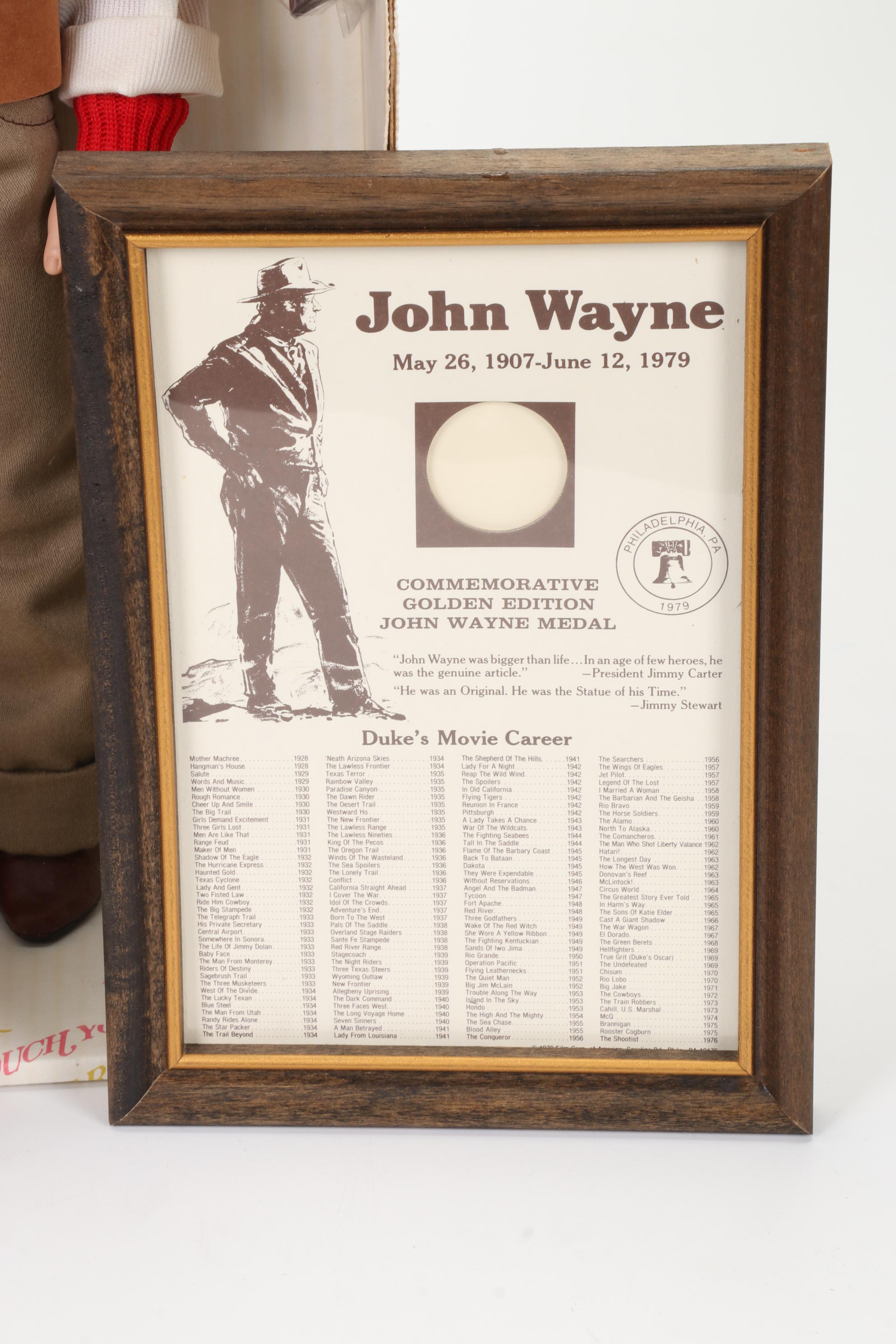 Franklin Mint "The Duke" Heirloom Collector Plate & Effanbee "John Wayne" Doll
