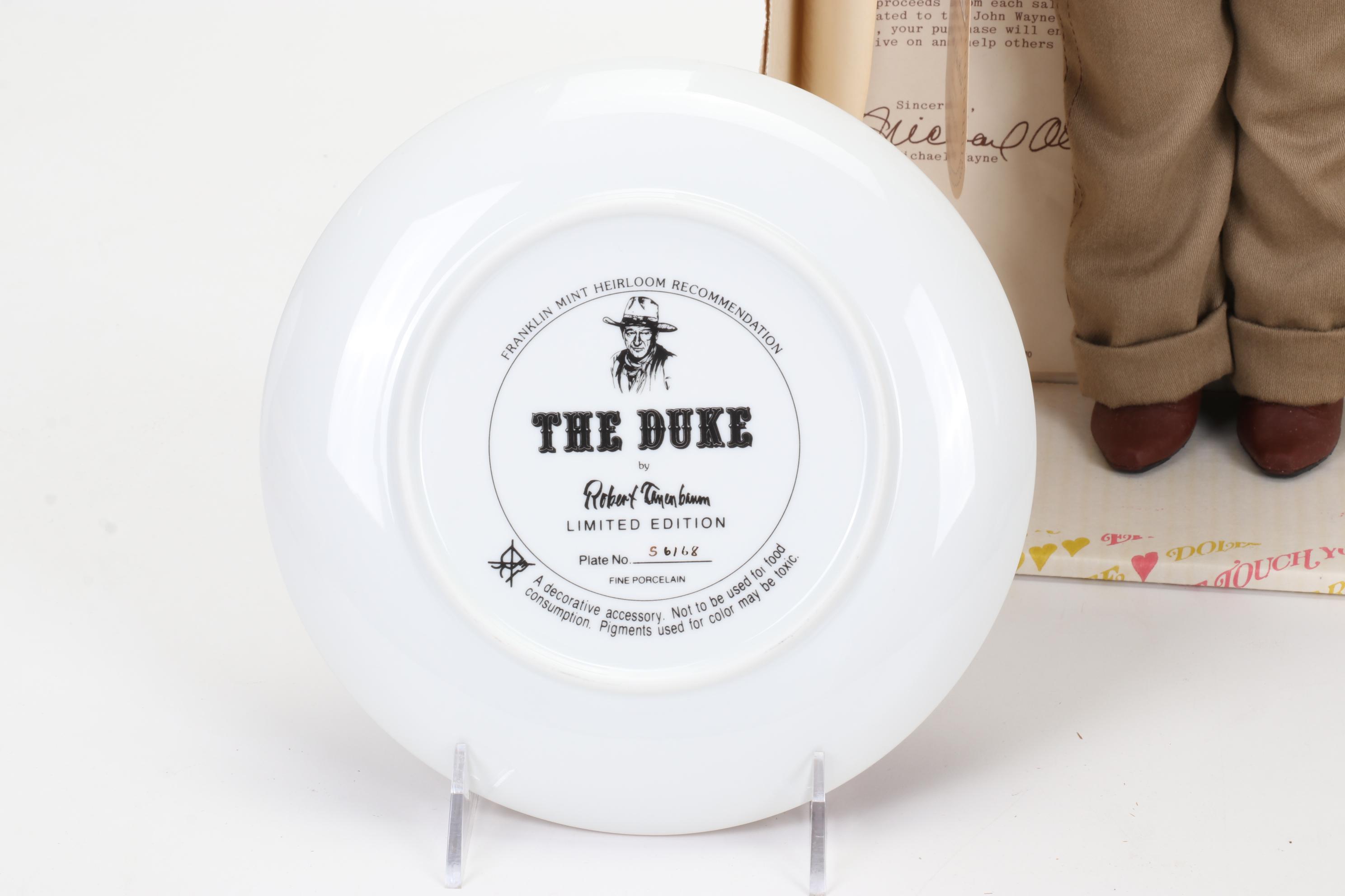 Franklin Mint "The Duke" Heirloom Collector Plate & Effanbee "John Wayne" Doll
