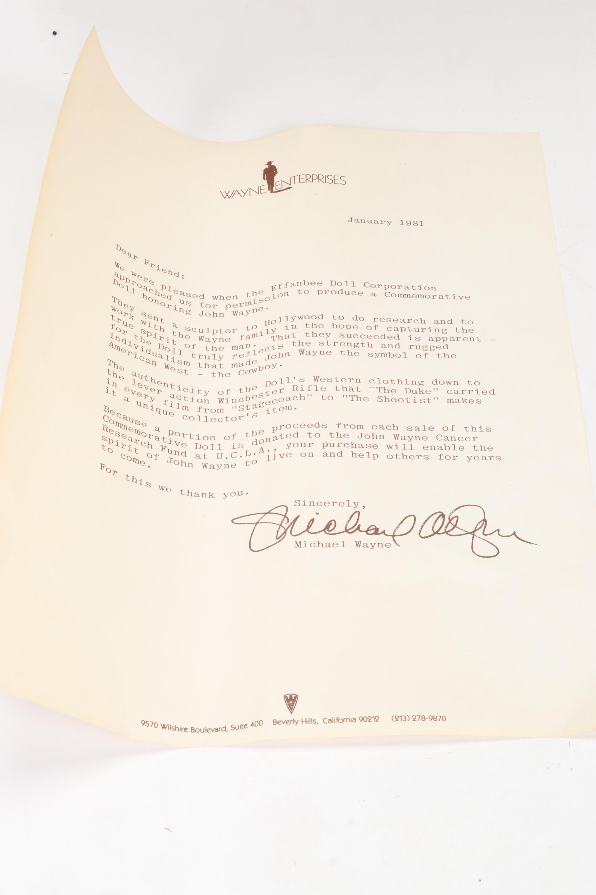 Franklin Mint "The Duke" Heirloom Collector Plate & Effanbee "John Wayne" Doll