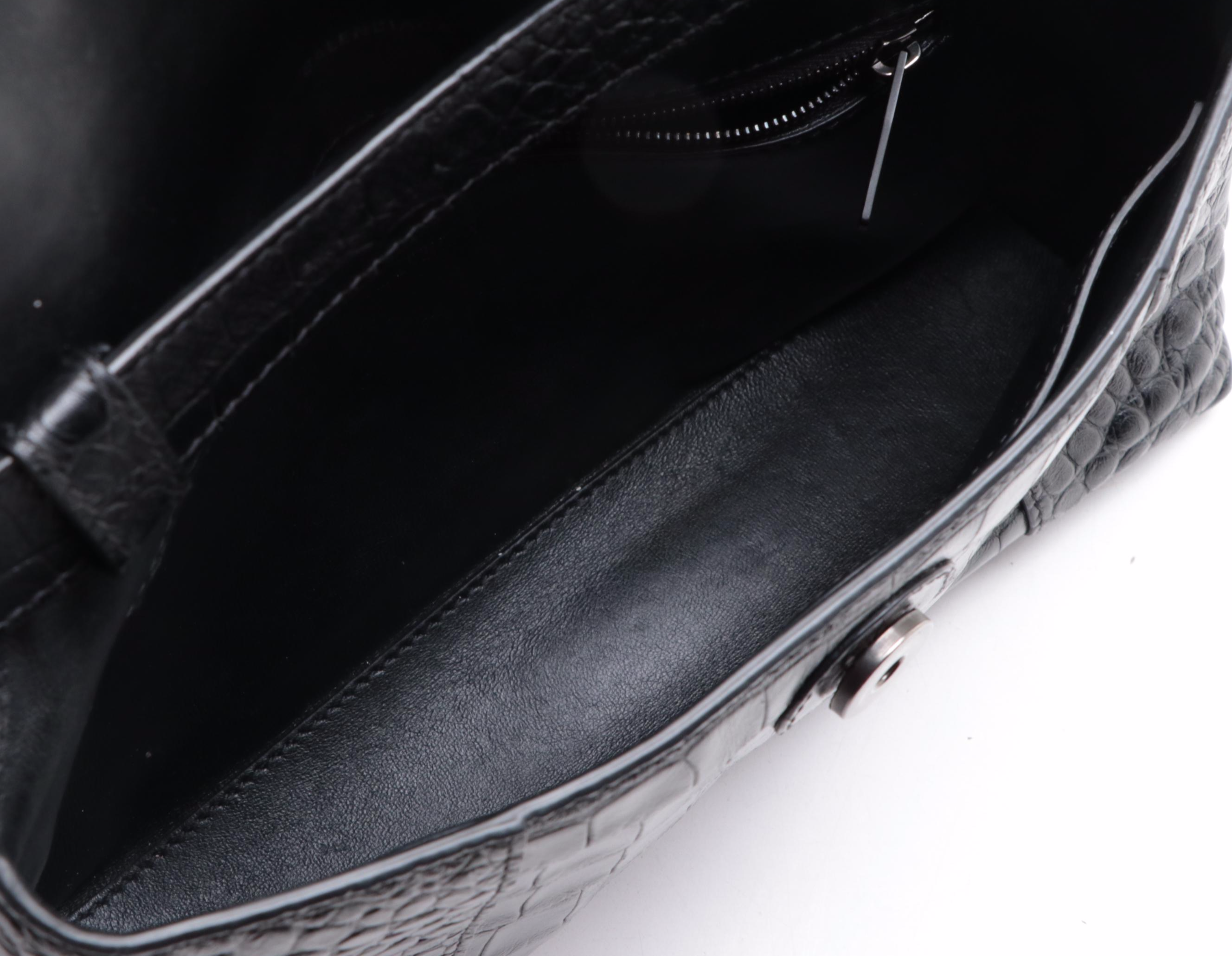 Balenciaga Croc-Embossed Leather Shoulder Bag