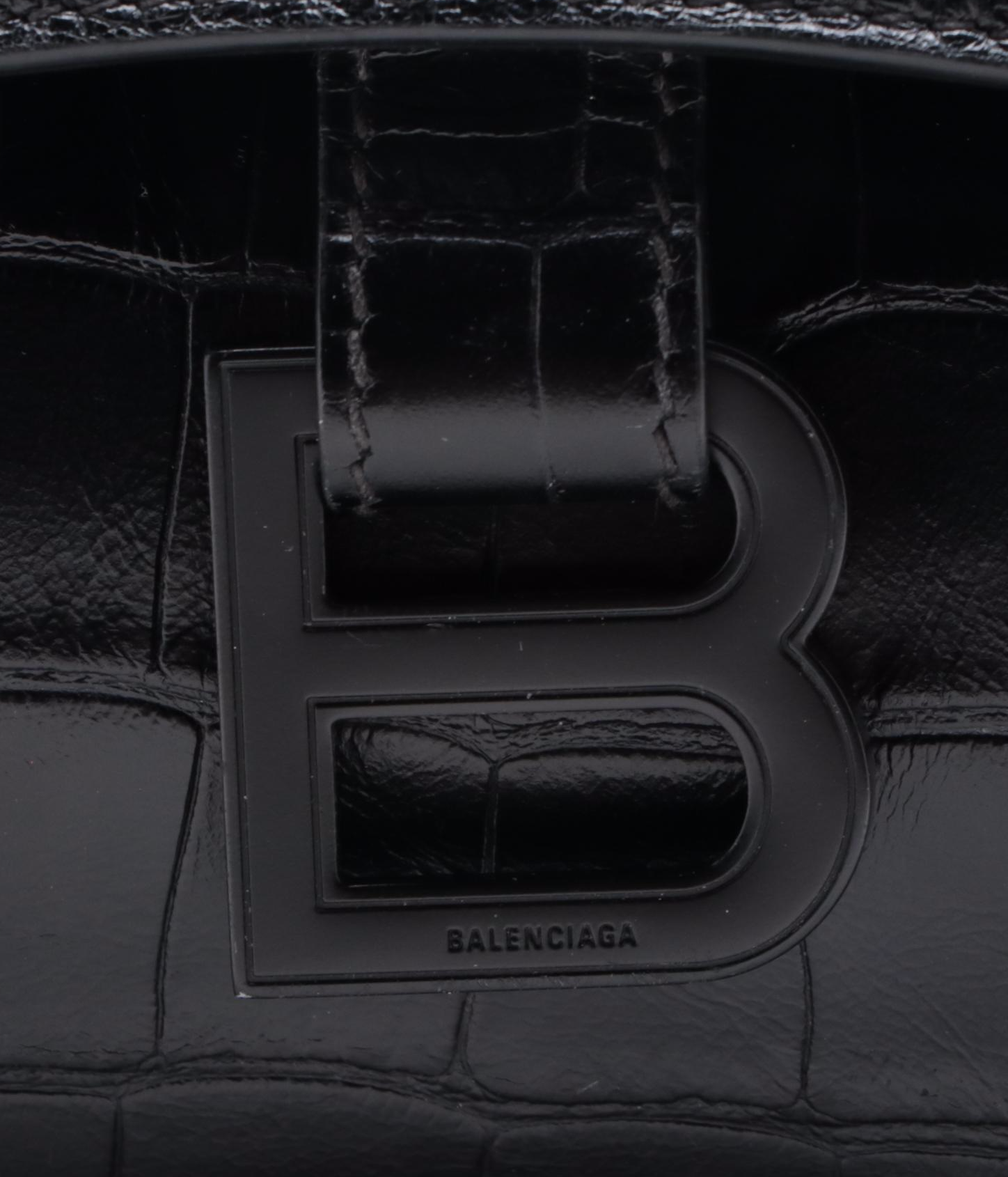 Balenciaga Croc-Embossed Leather Shoulder Bag