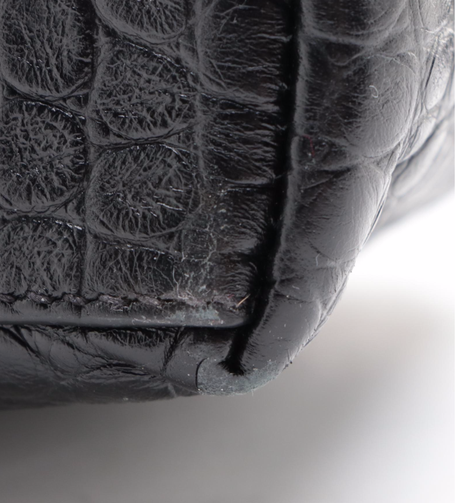 Balenciaga Croc-Embossed Leather Shoulder Bag