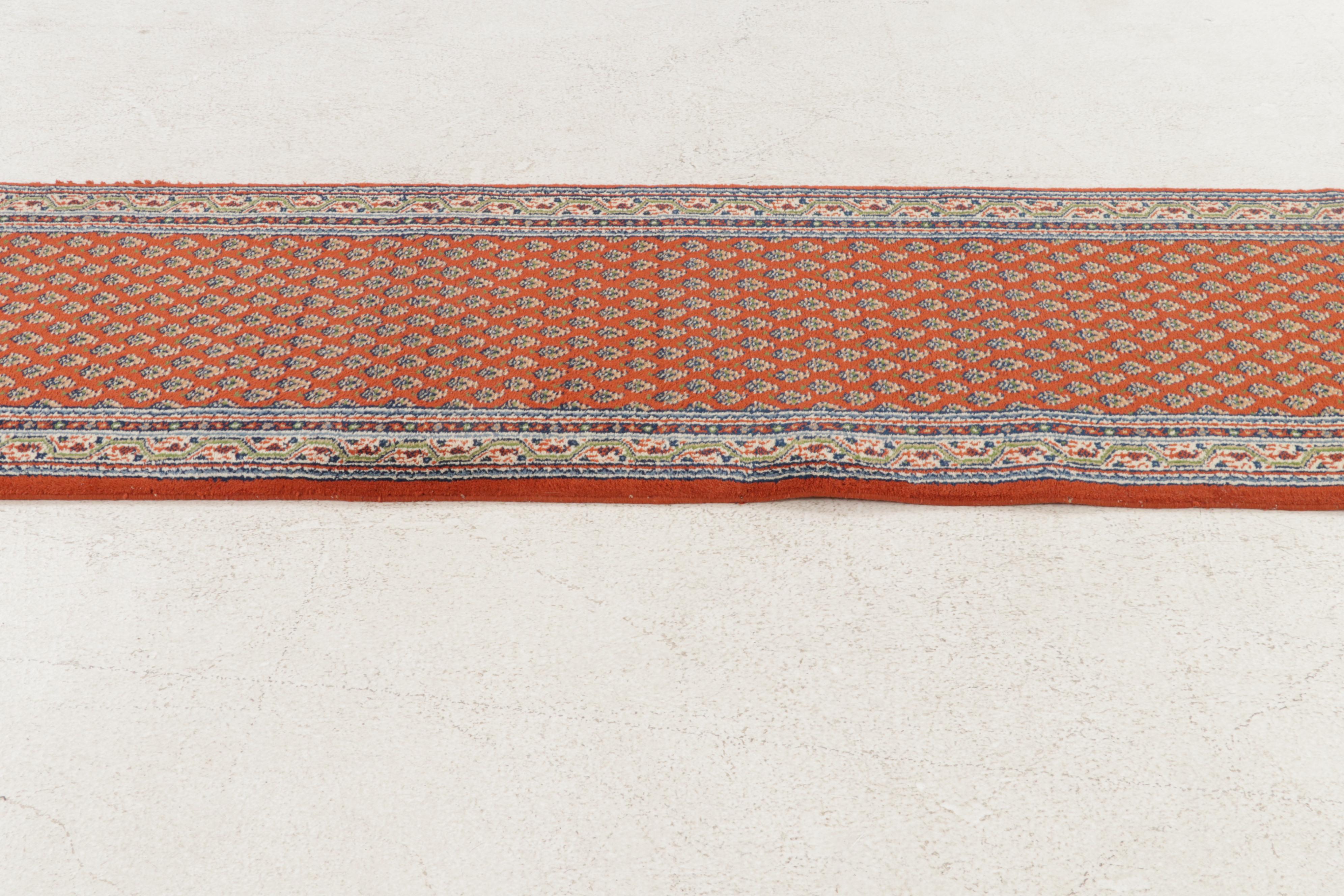 2'4 x 12'1 Hand-Knotted Persian Mir Seraband Runner, 1990s