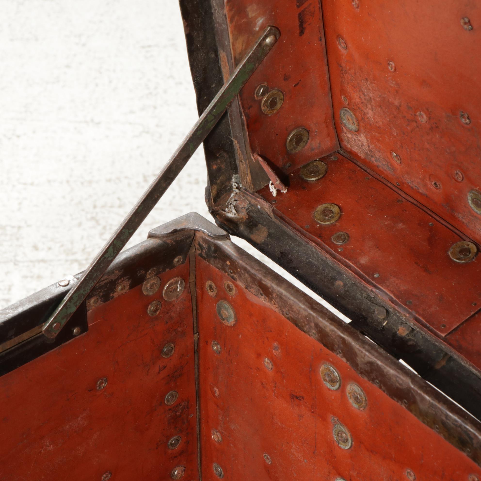 J.R. Hughes Flat-Top Trunk with Victorian Wood and Pressed Tin Trunk