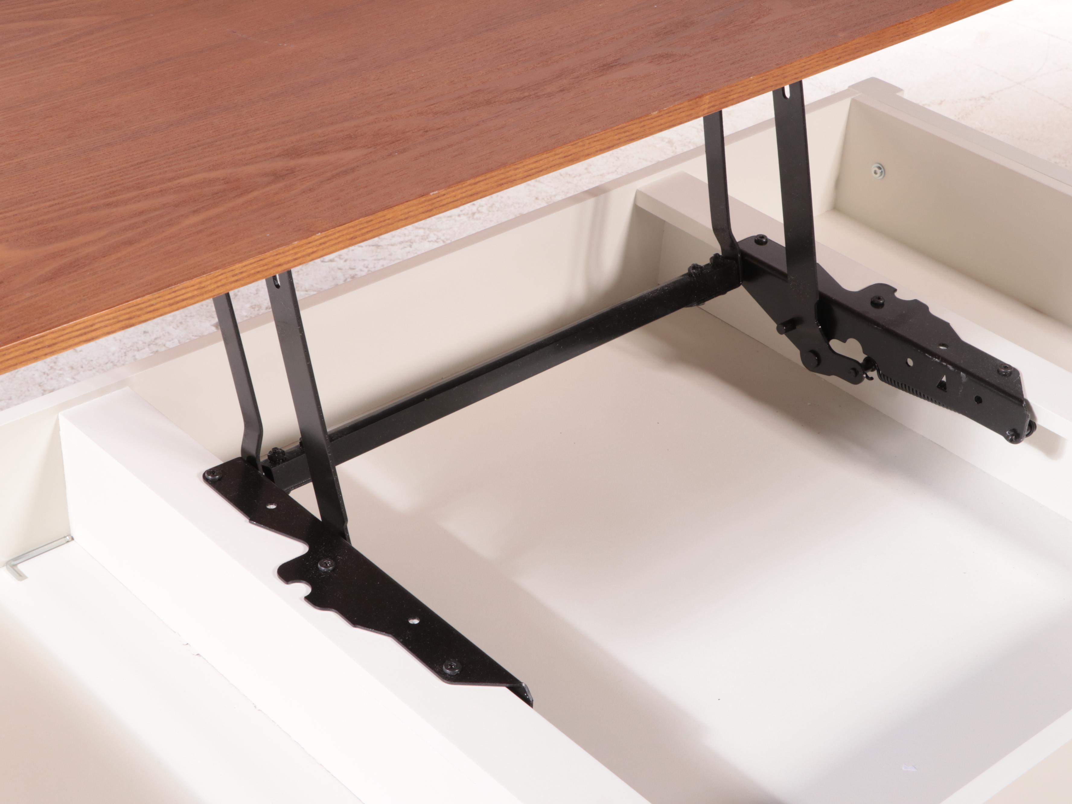 Farmhouse Style Oak-Veneered and Parcel-Painted Lift-Top Coffee Table