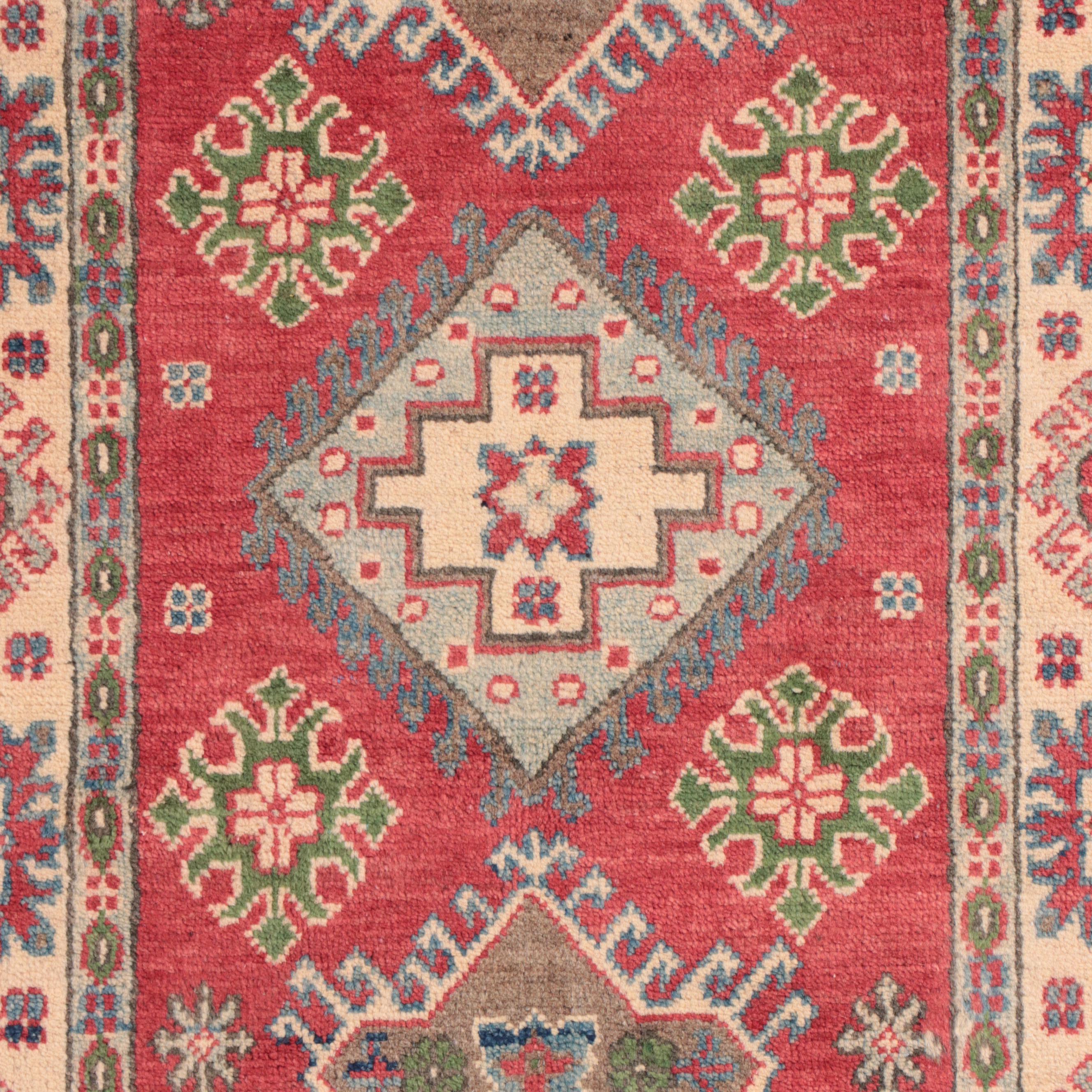 2'7 x 4'2 Hand-Knotted Pakistani Kazak-Style Accent Rug