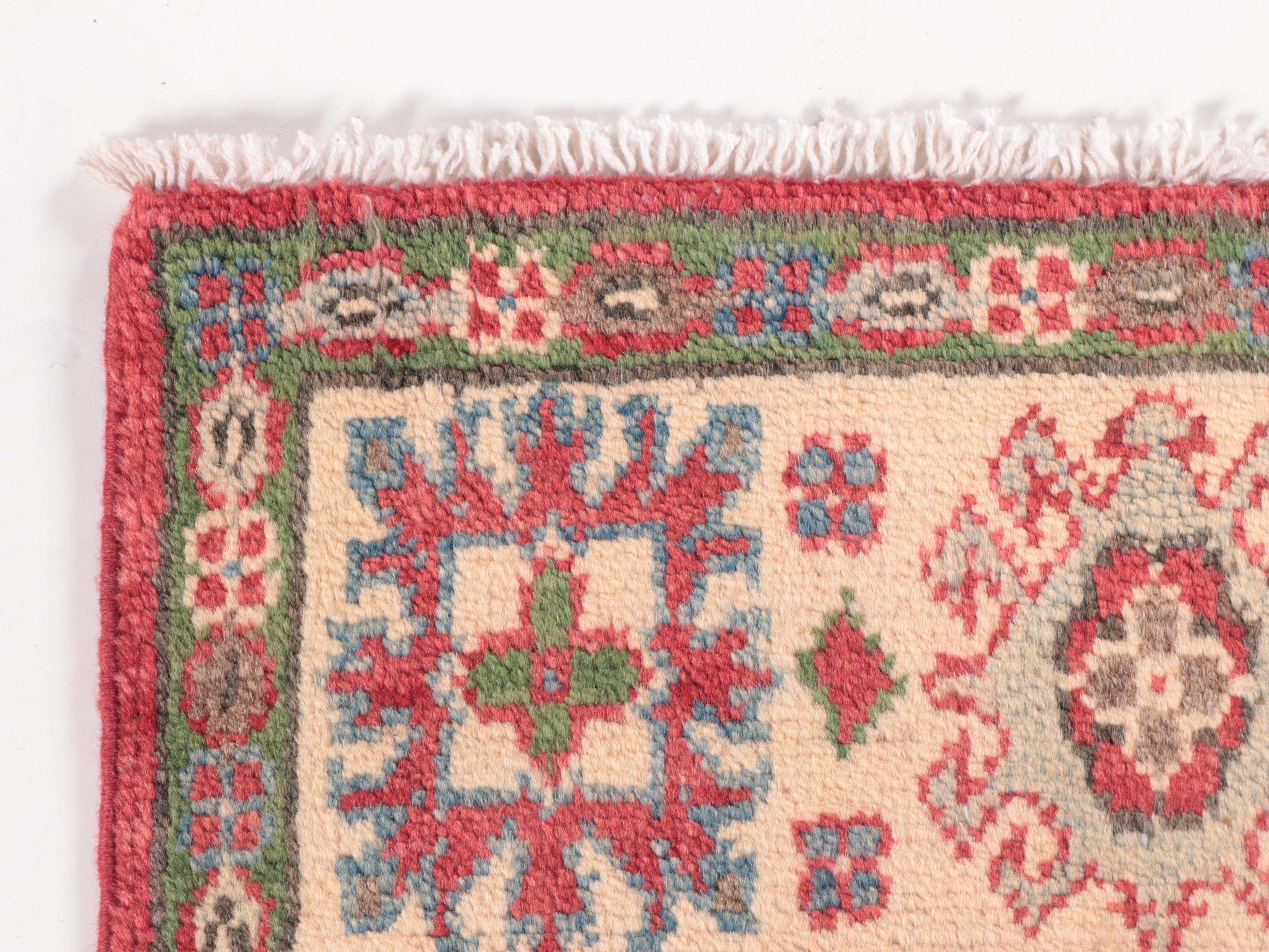 2'7 x 4'2 Hand-Knotted Pakistani Kazak-Style Accent Rug