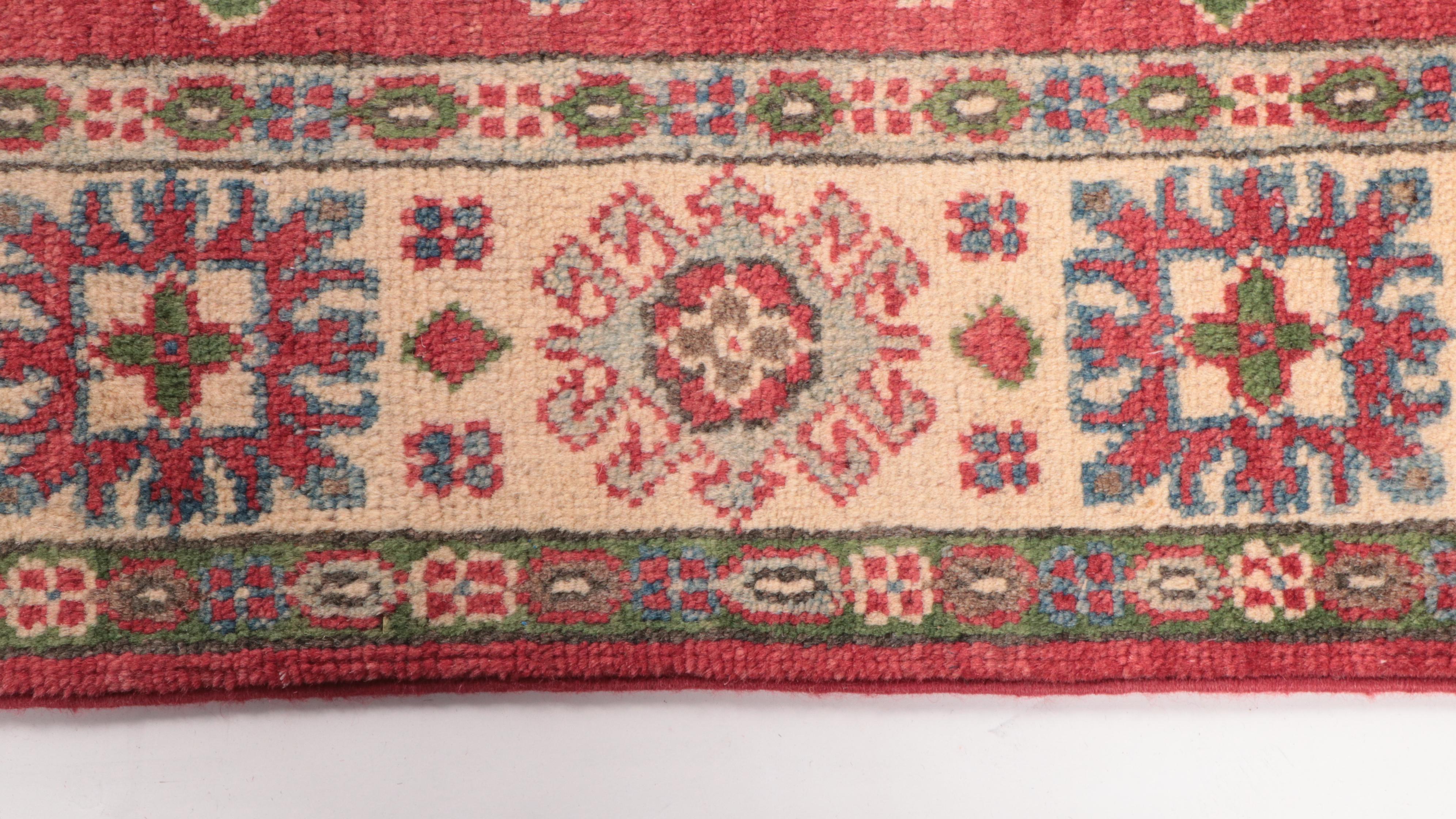 2'7 x 4'2 Hand-Knotted Pakistani Kazak-Style Accent Rug