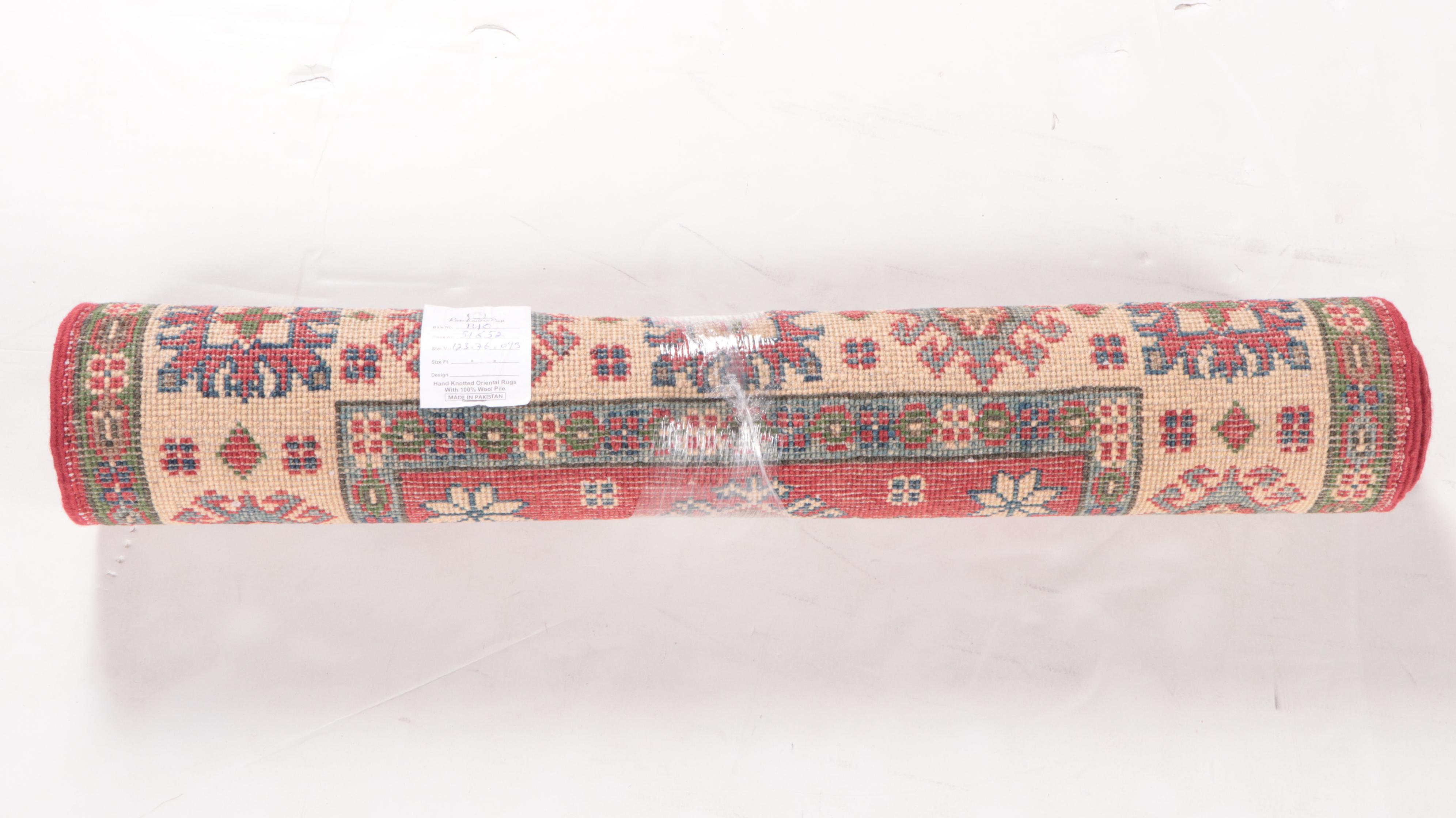 2'7 x 4'2 Hand-Knotted Pakistani Kazak-Style Accent Rug