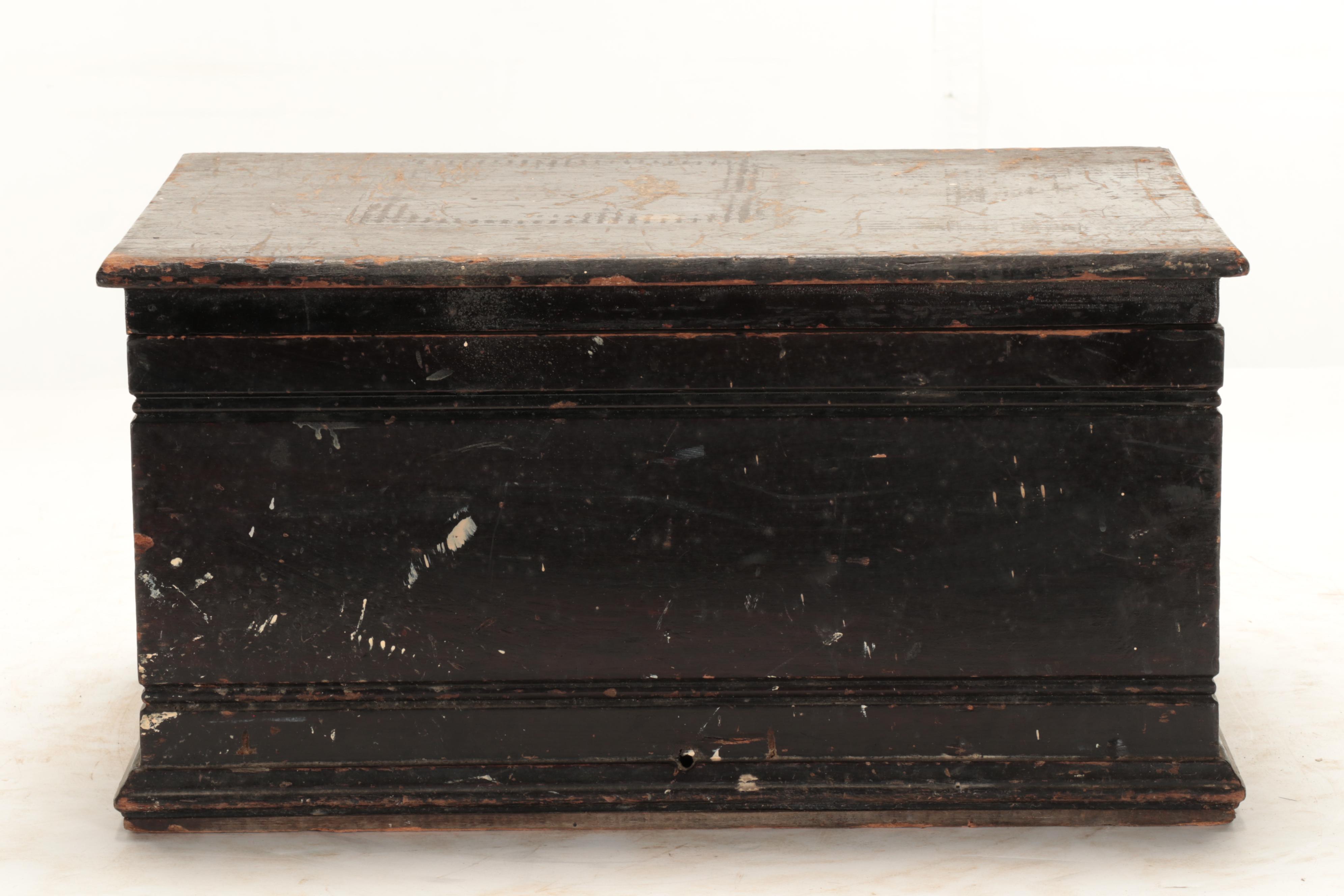 Primitive Painted Pine Flat Top Chest, 19th Century