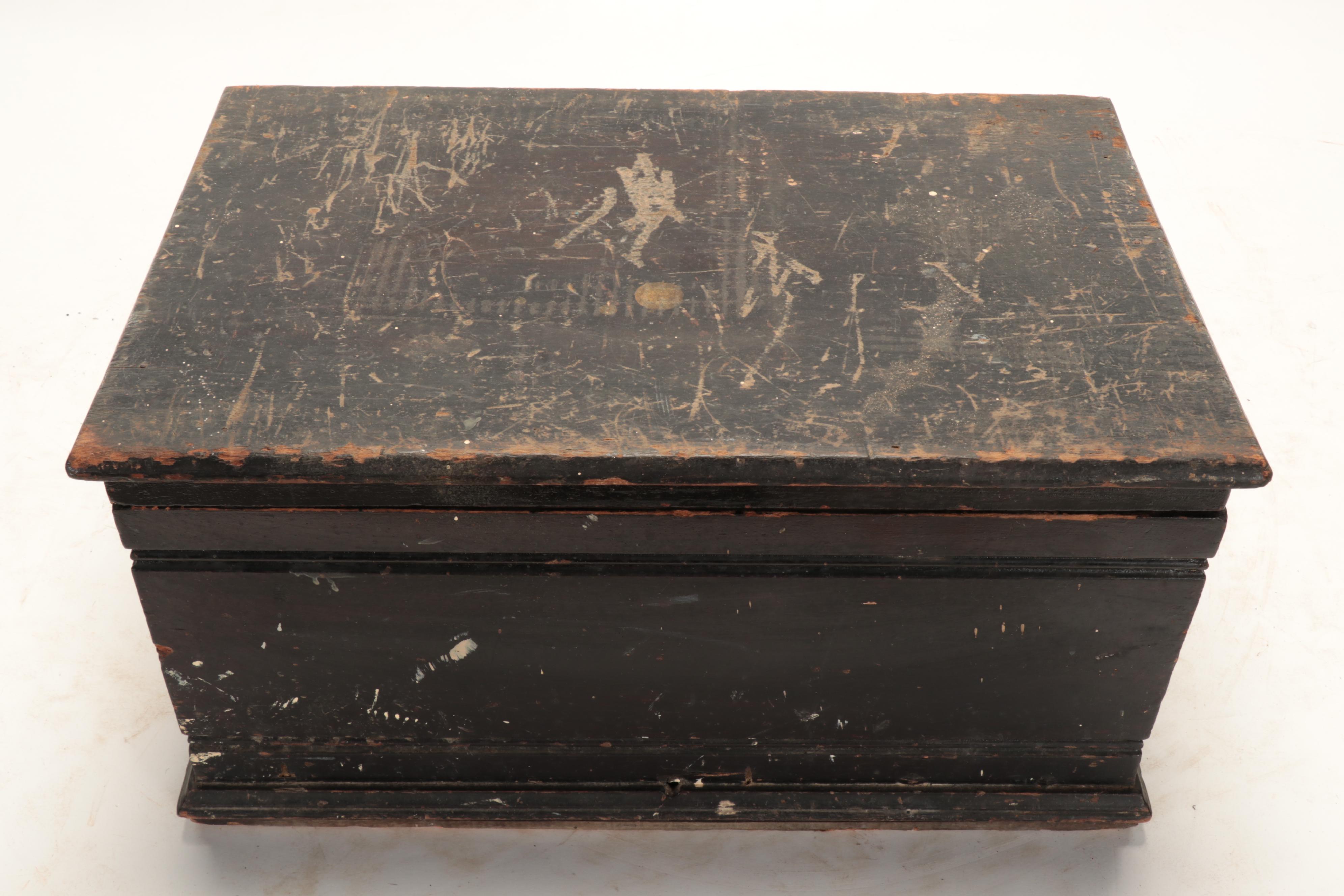 Primitive Painted Pine Flat Top Chest, 19th Century