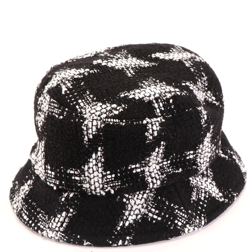 Chanel Black and White Tweed Bucket Hat