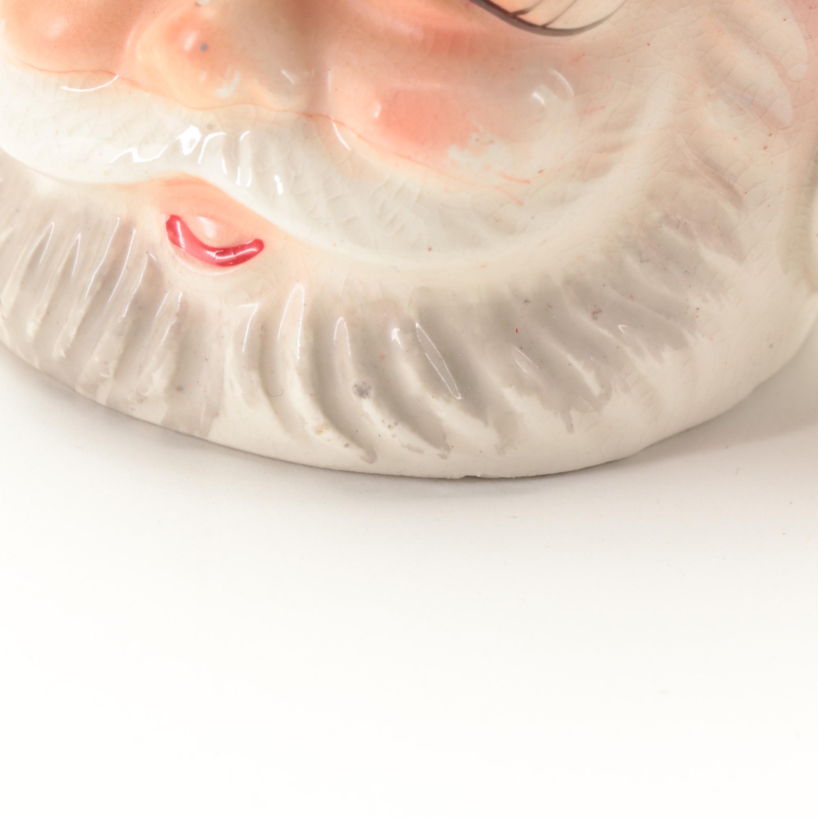 Japanese Ceramic Santa Pitcher with Mugs, Mid-20th Century